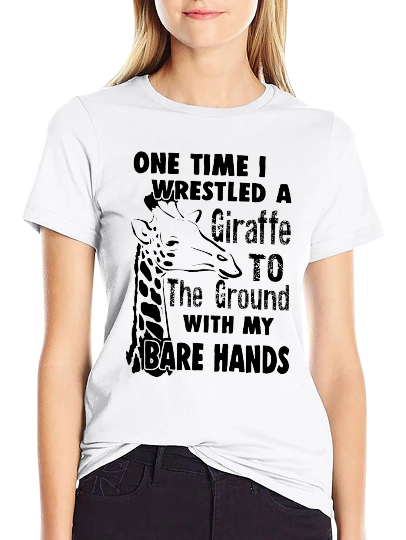 Black Giraffe Wrestler T-Shirt - Funny Graphic Tee view 9