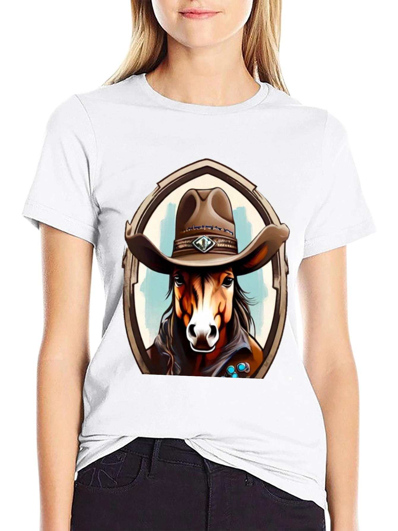 Black Cowboy Horse Graphic Tee - Stylish Western T-Shirt view 9