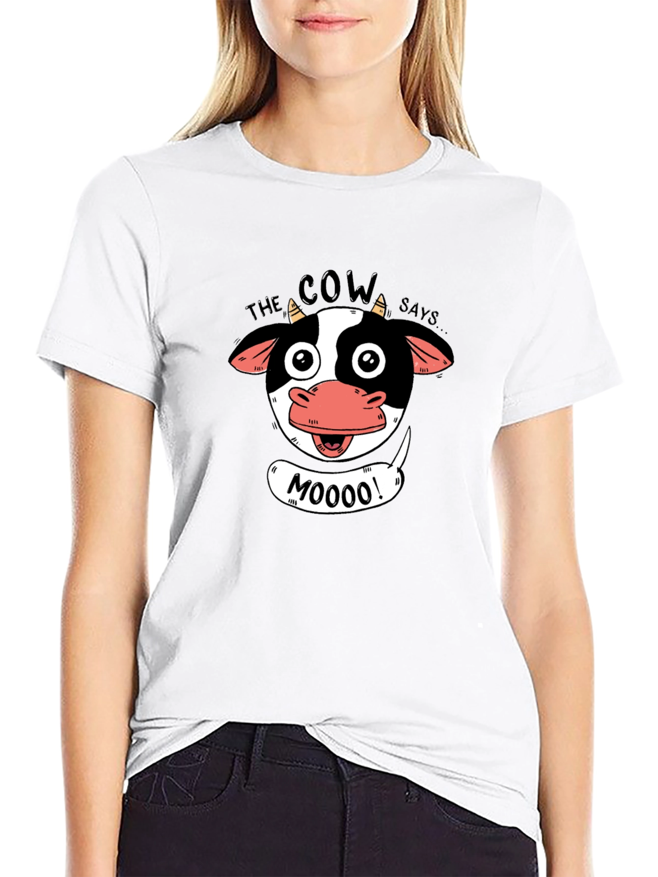 Black The Cow Says Moo T-Shirt - Black Graphic Tee view 9