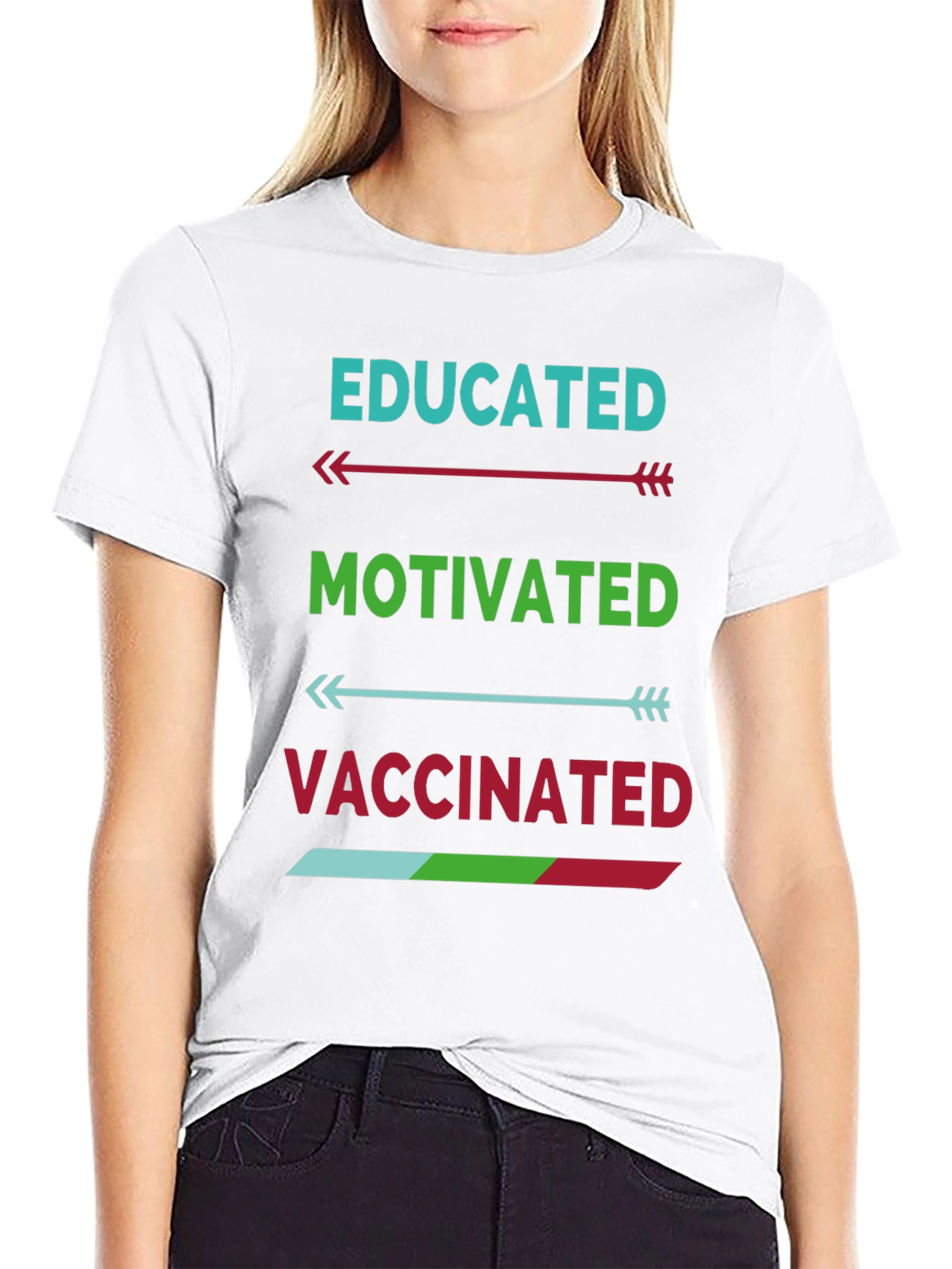 Black Educated Motivated Vaccinated T-Shirt view 9