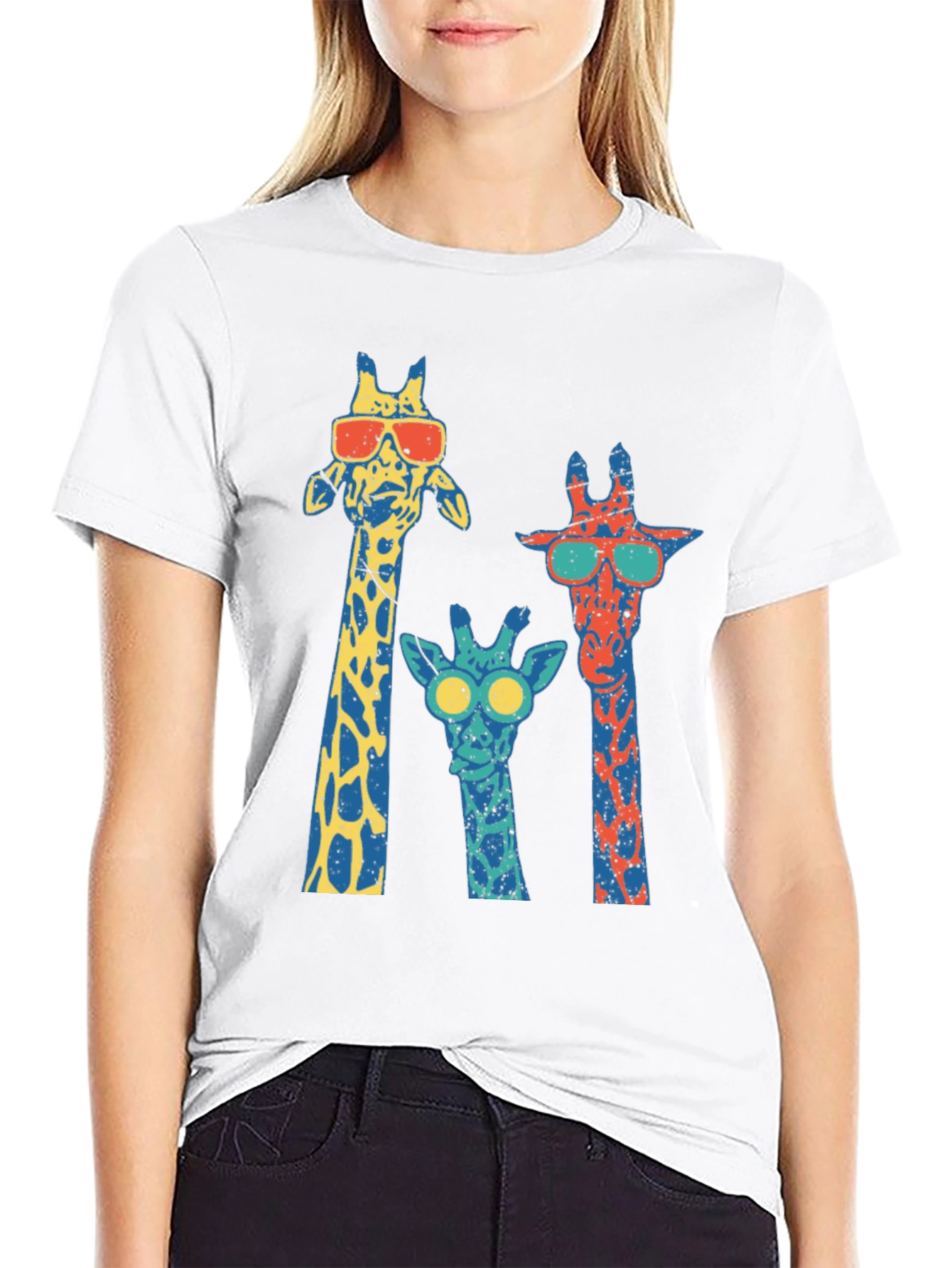 Black Cool Giraffe Crew Neck T-Shirt view 9