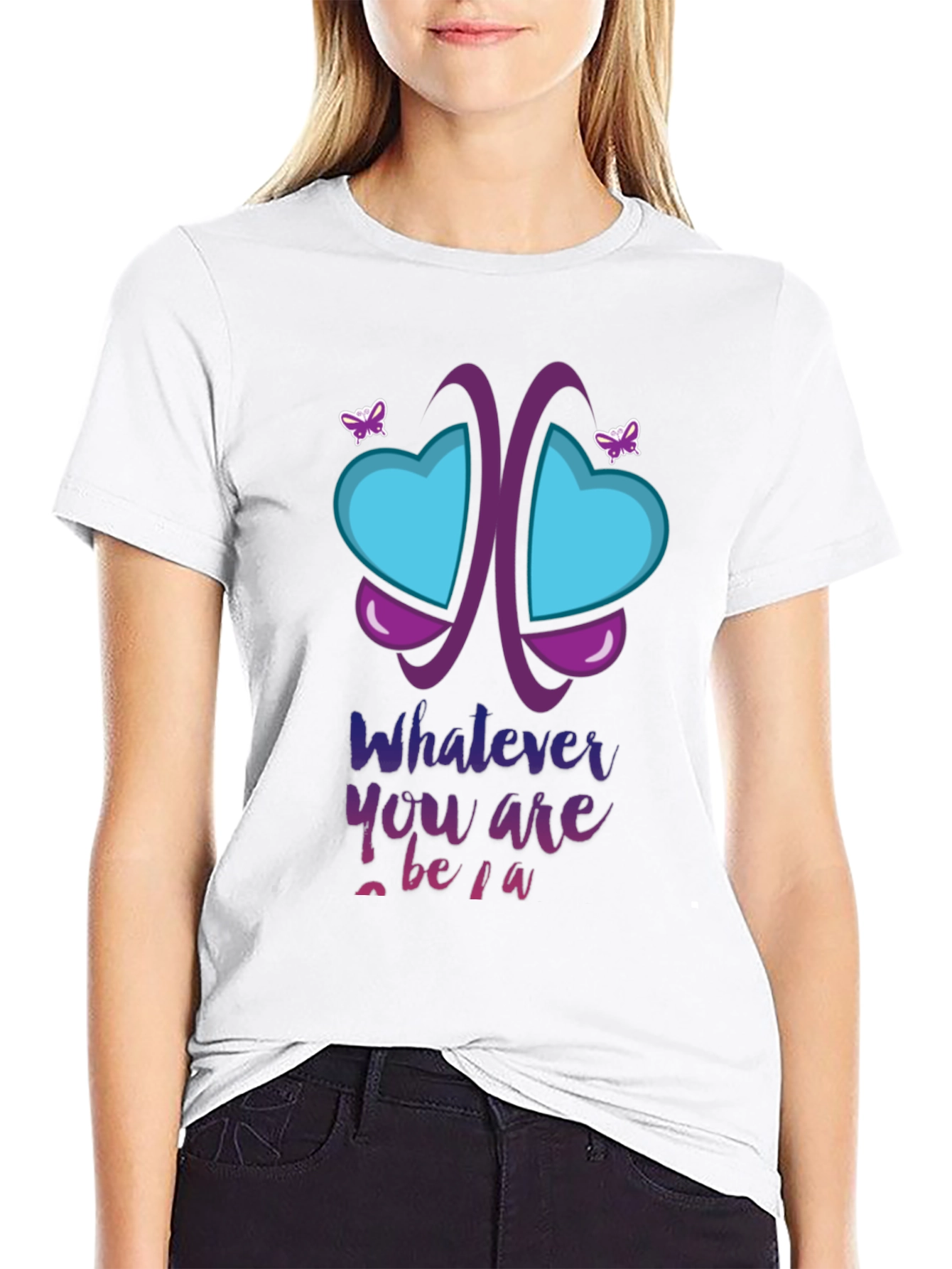 Black Unique Butterfly Heart Graphic T-Shirt view 9
