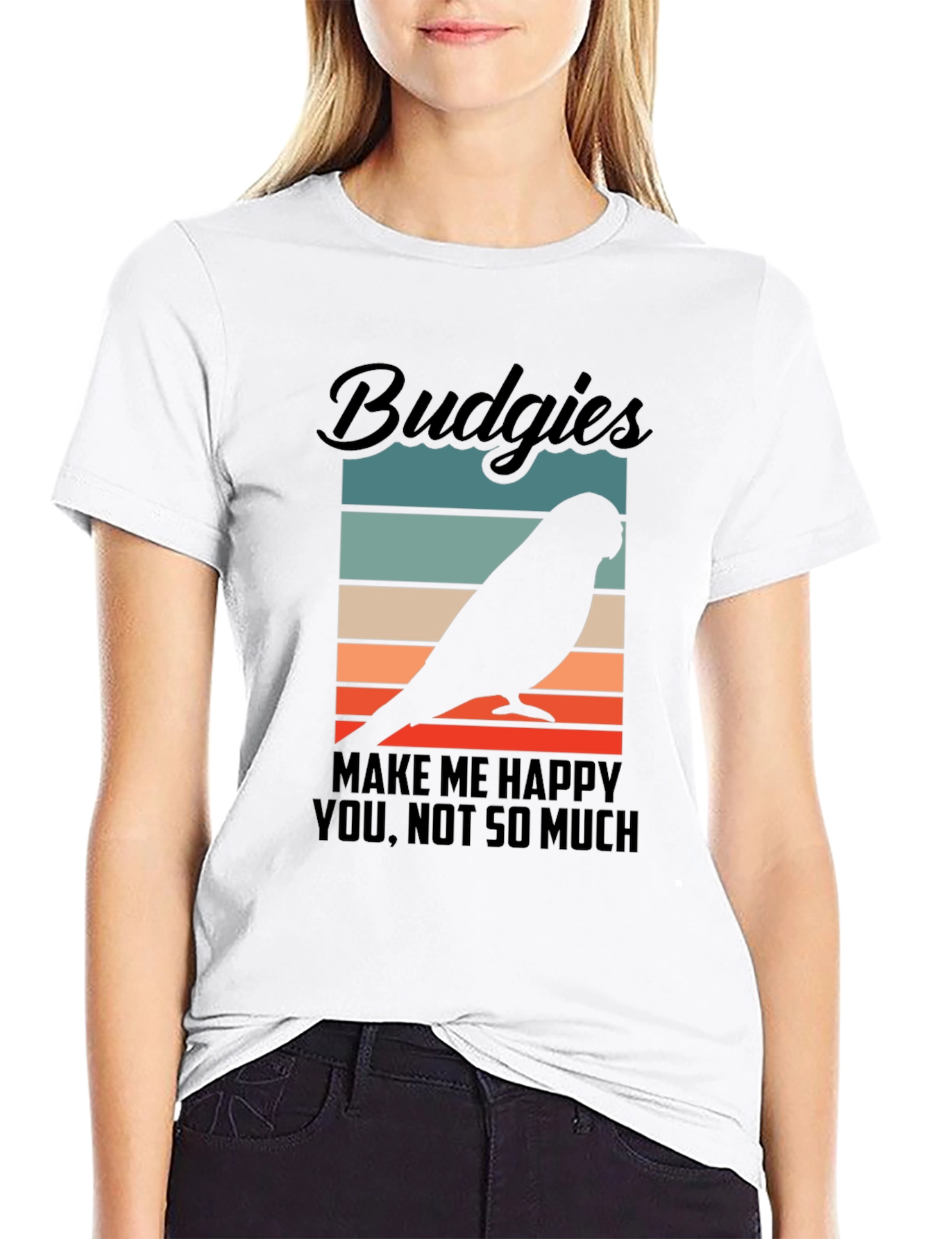 Black Budgies Make Me Happy T-Shirt view 9