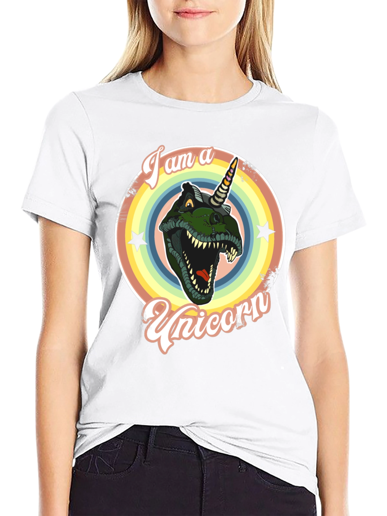Black I am a Unicorn Dinosaur T-Shirt view 9