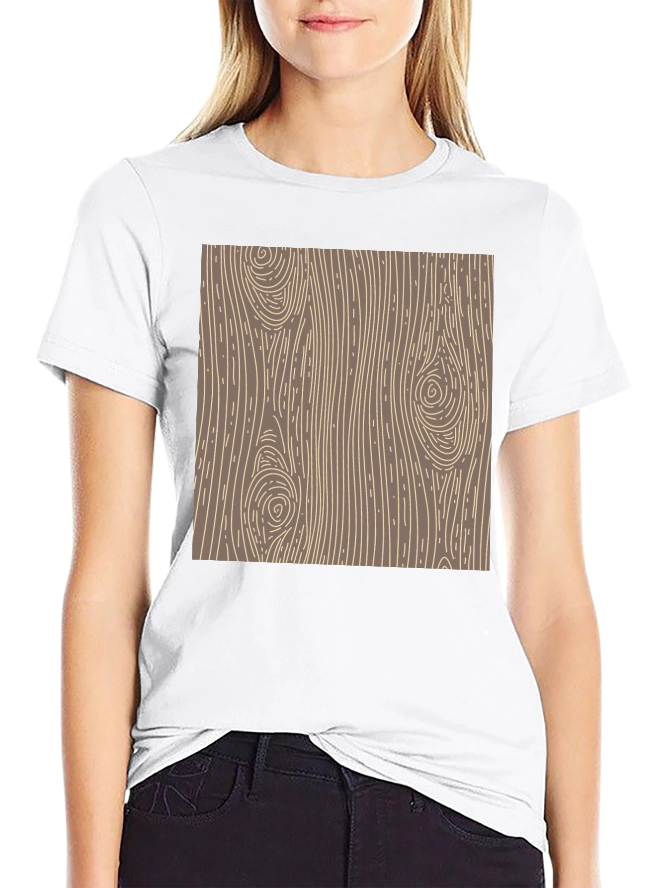 Black Wood Grain Graphic Tee - Classic Style view 9