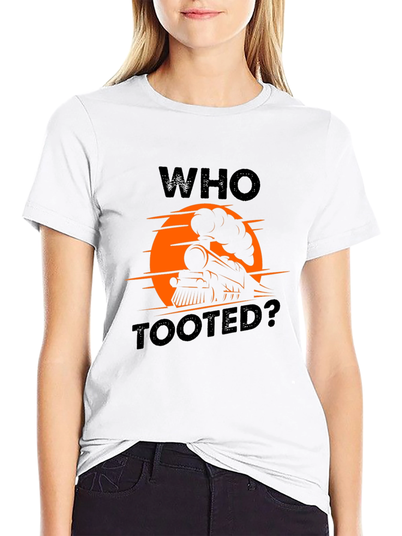 Black Who Tooted? Train Graphic T-Shirt view 9