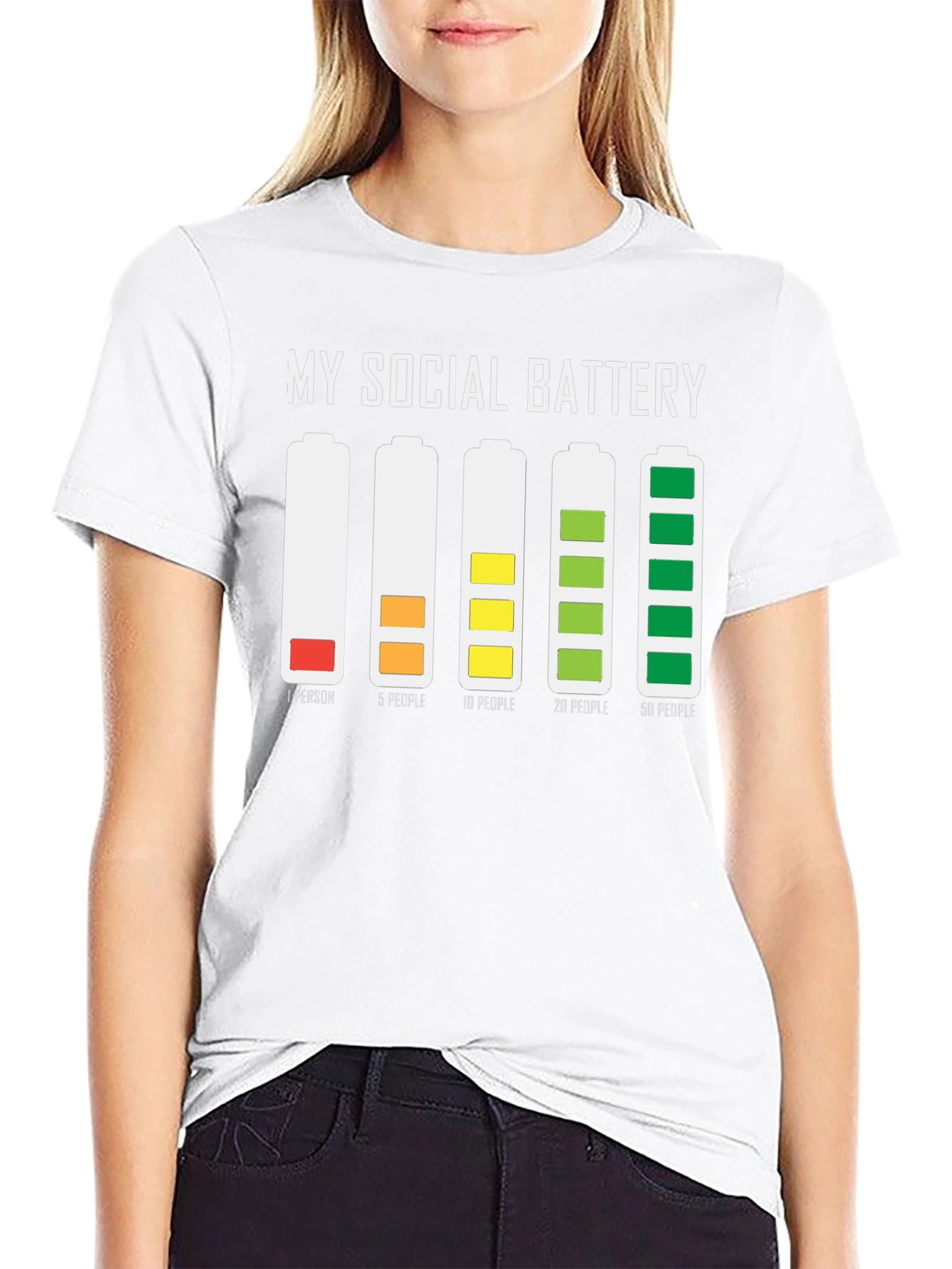 Black Social Battery Graphic T-Shirt view 9