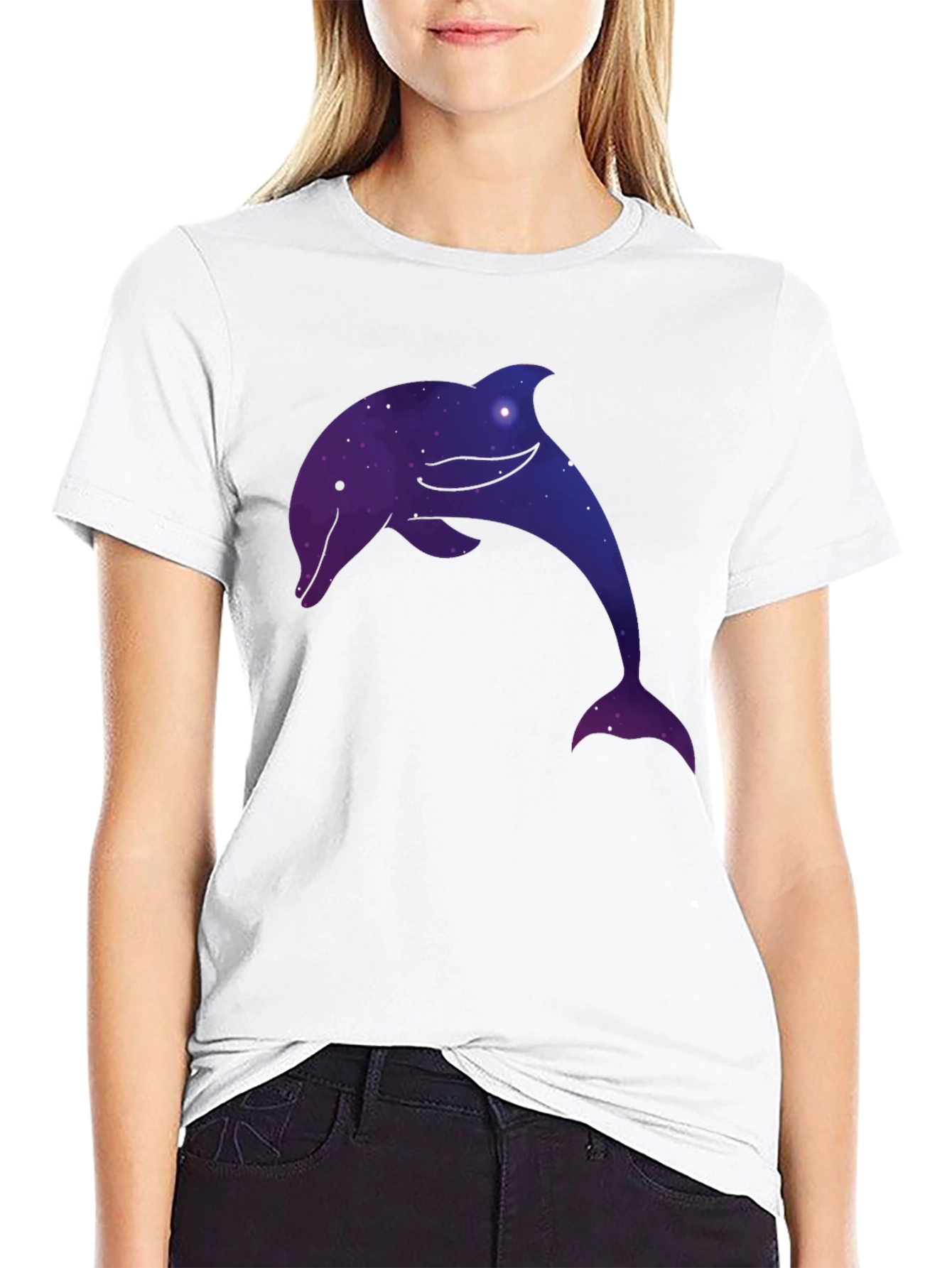 Black Cosmic Dolphin Black T-Shirt view 9