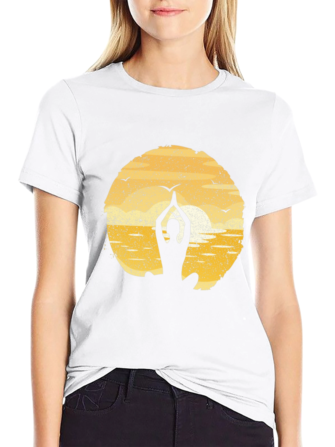 Black Yoga Silhouette T-Shirt - Meditation Peace  view 9