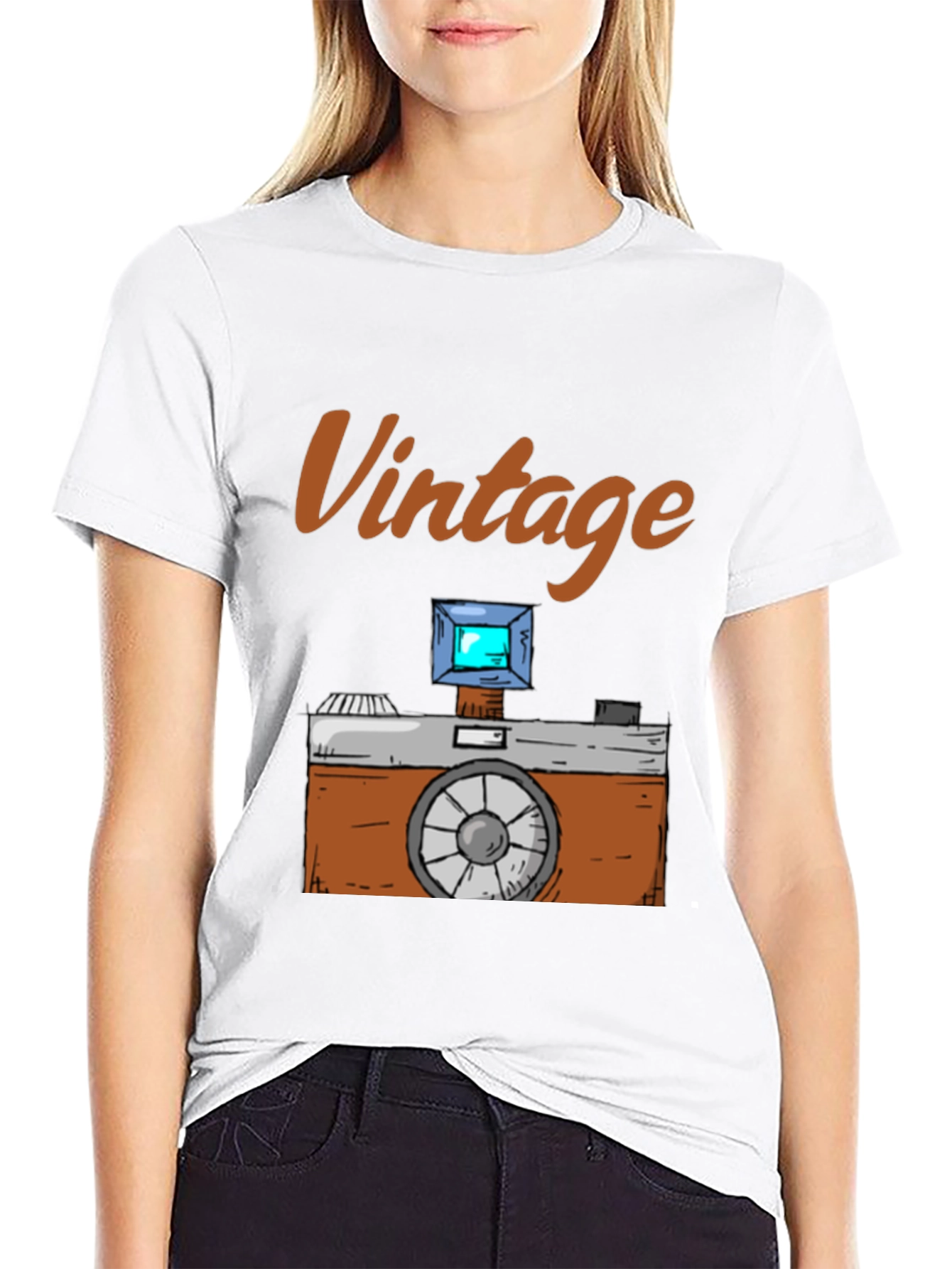 Black Vintage Camera Graphic Tee - Retro Style view 9