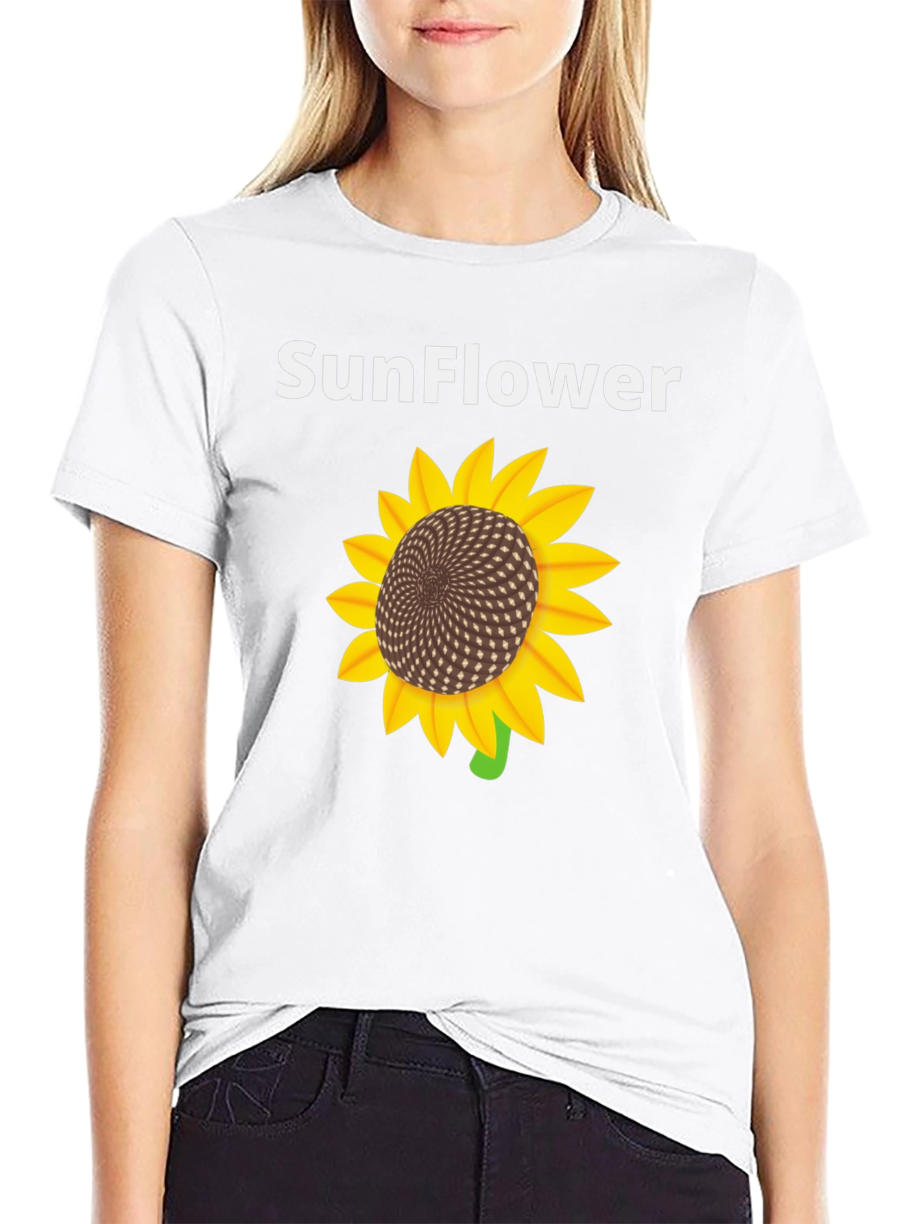 Sunflower Graphic Print Black T-Shirt - 9