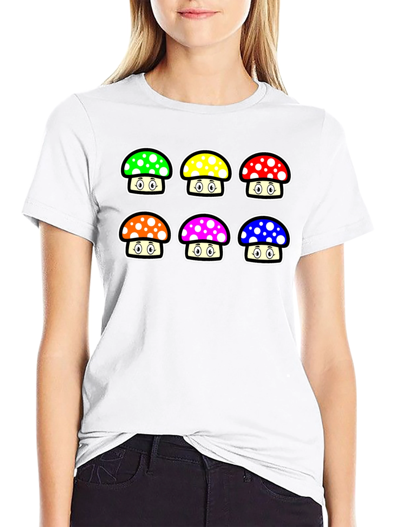 Black Mushroom T-Shirt - Fun Colorful Design view 9