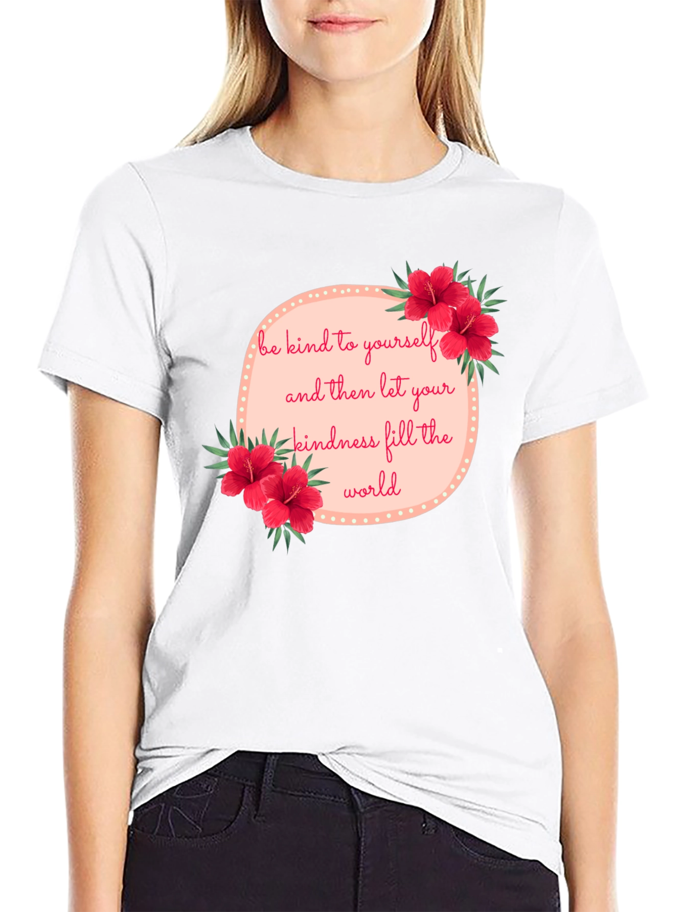 Black Kindness Floral Graphic Tee - Black view 9