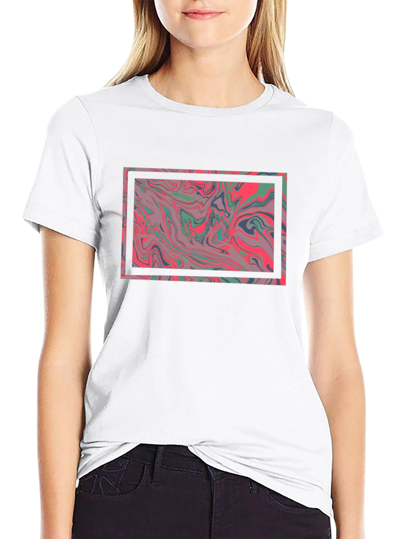Abstract Marble Graphic Tee - Stylish Black T-Shirt - 9