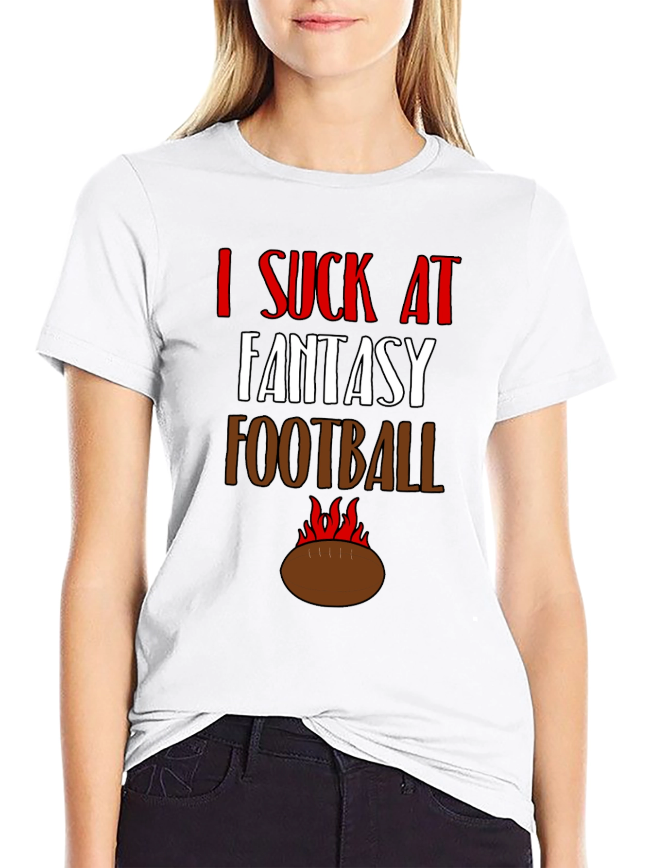 Black I Suck at Fantasy Football Graphic Tee view 9
