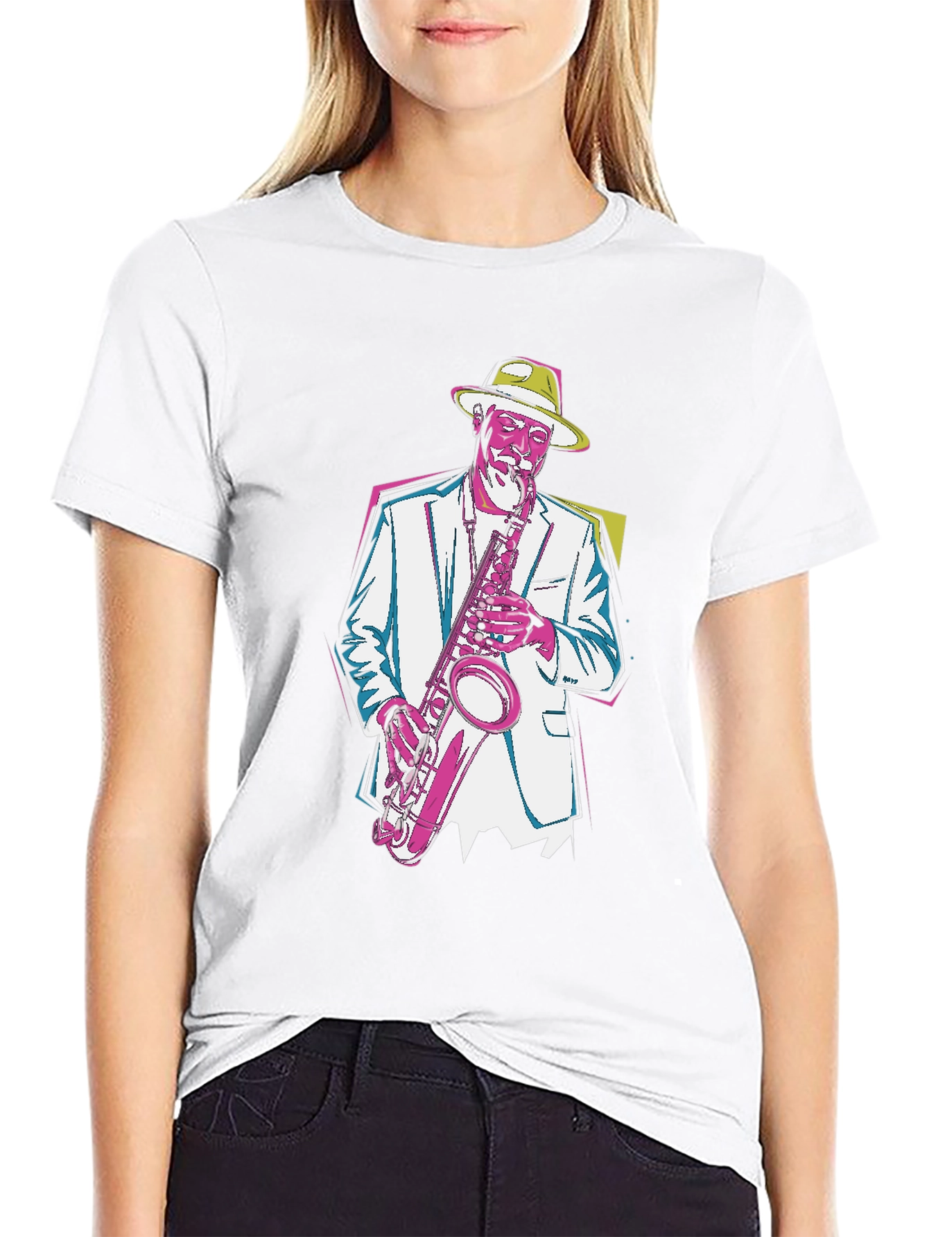 Black Jazz Saxophone Graphic T-Shirt - Cool Music Tee view 9