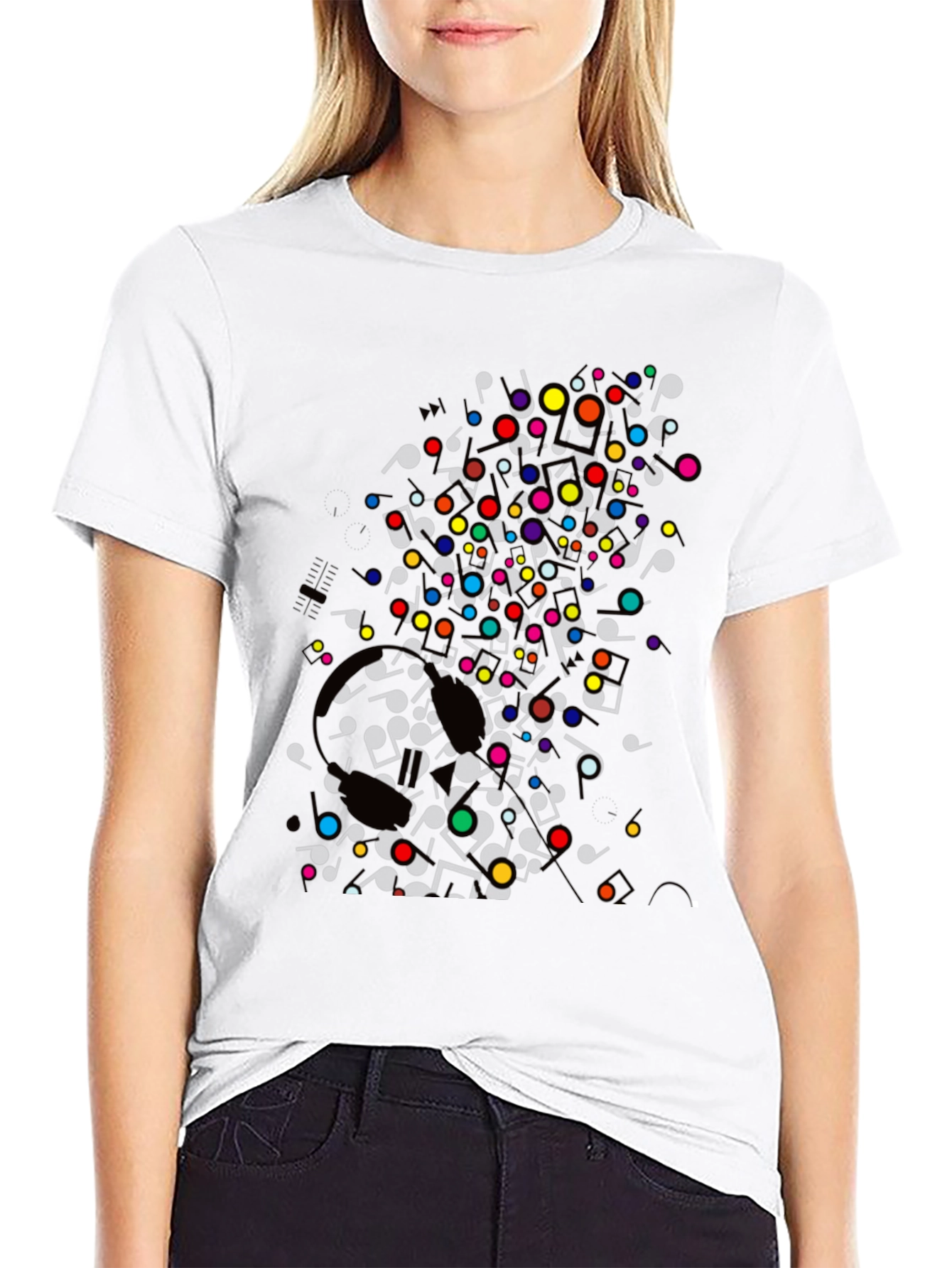 Black Musical Notes T-Shirt - Colorful Graphic Tee view 9