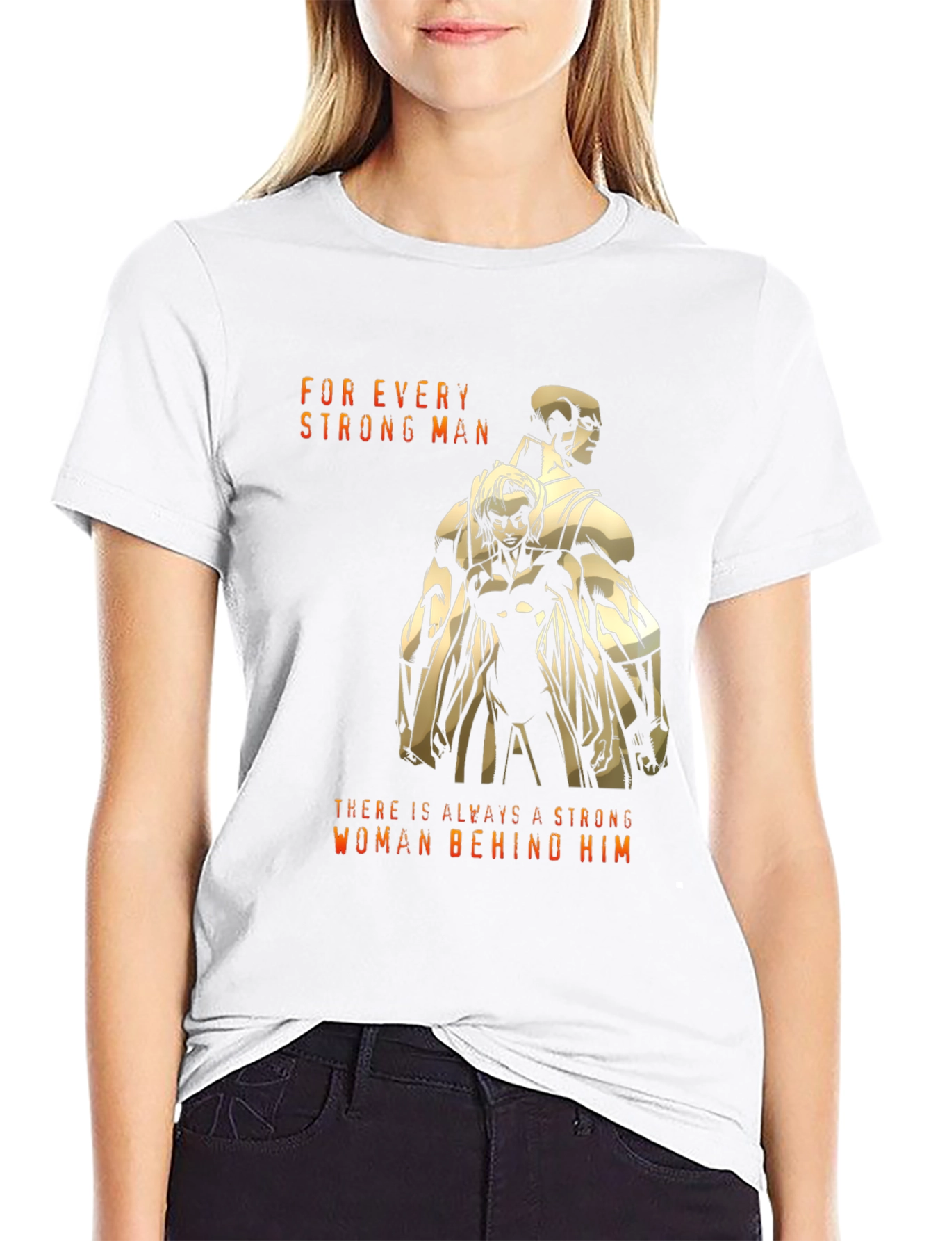 Black Strong Man/Woman Graphic T-Shirt view 9