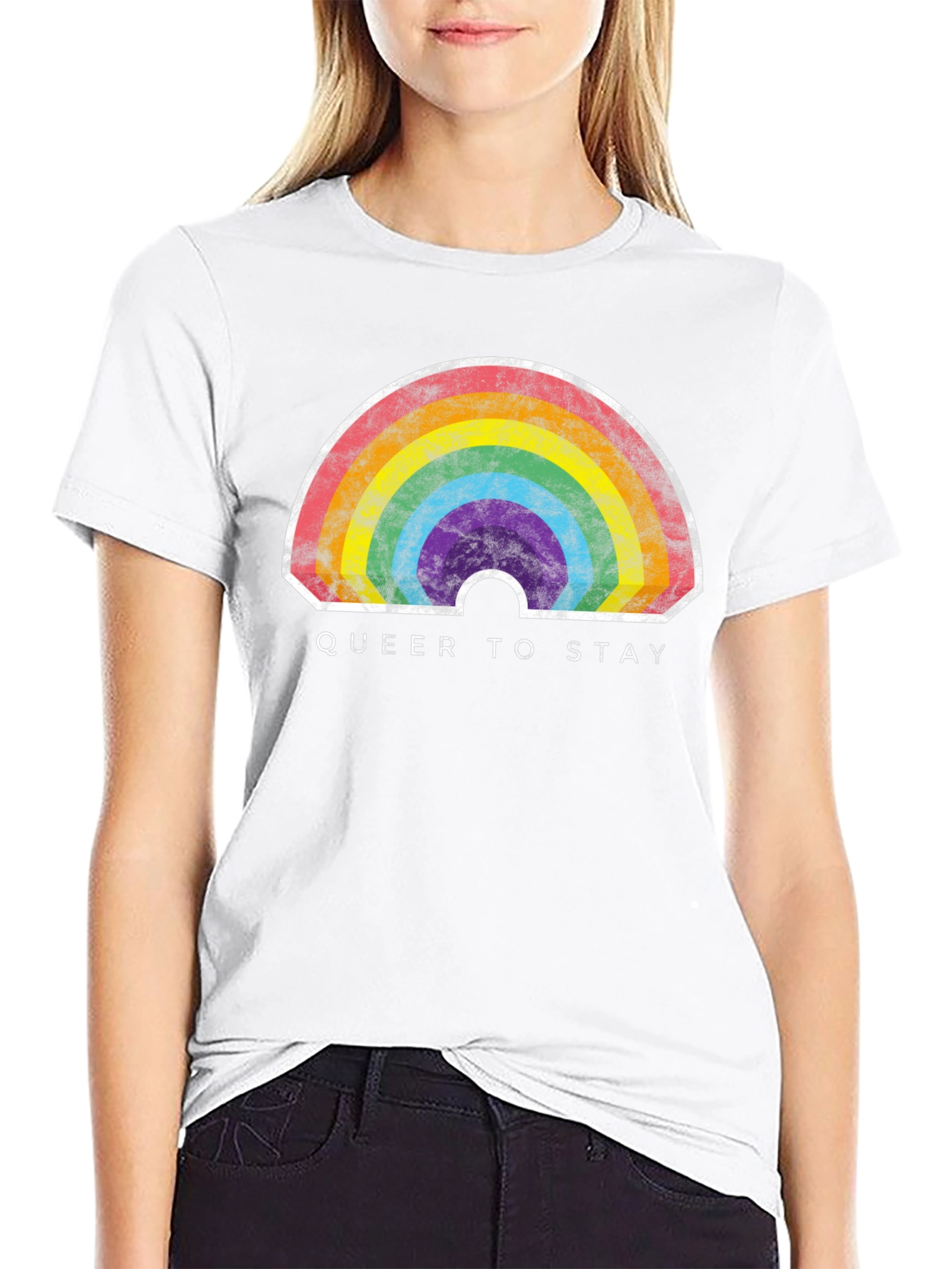 Black Queer to Stay Rainbow Graphic Tee view 9