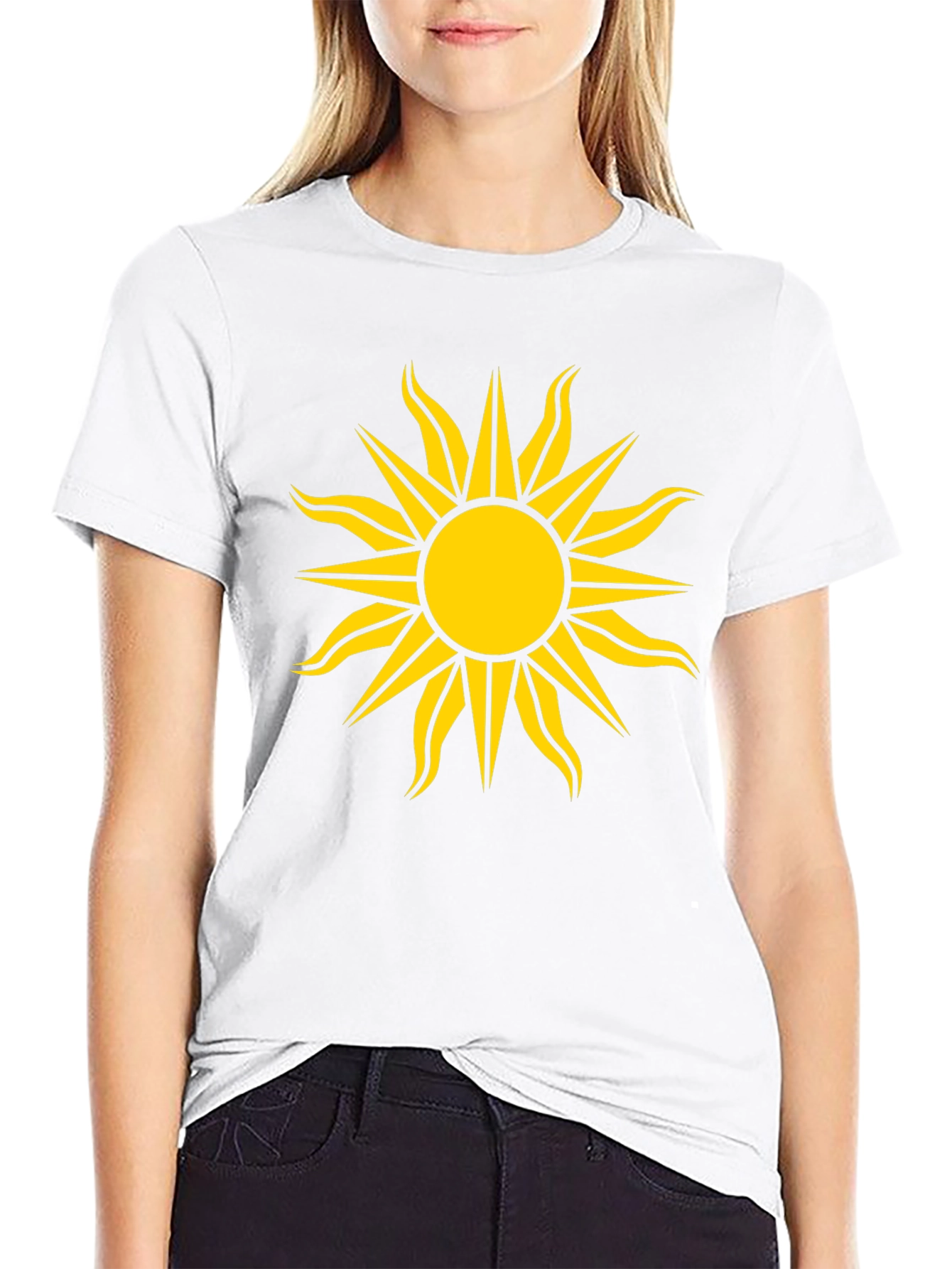 Black Black Tee with Bold Yellow Sun Design view 9