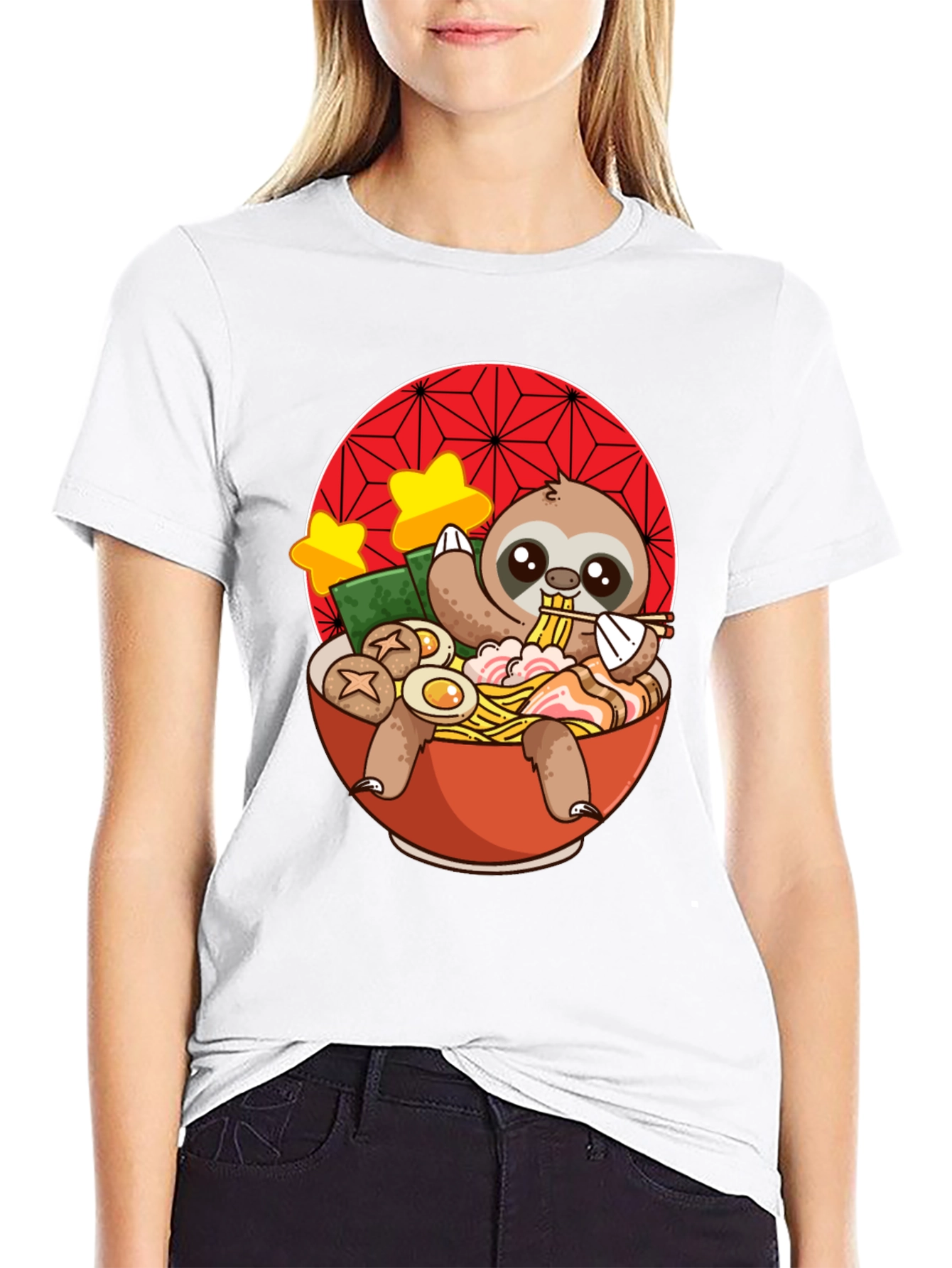 Black Sloth Ramen T-Shirt - Cute Japanese Noodles view 9