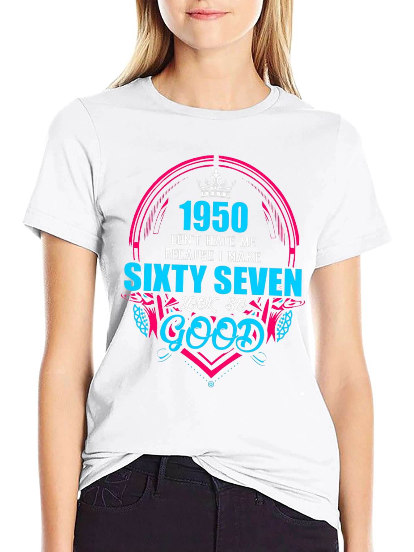 Black 1950 Sixty Seven Birthday T-Shirt view 9
