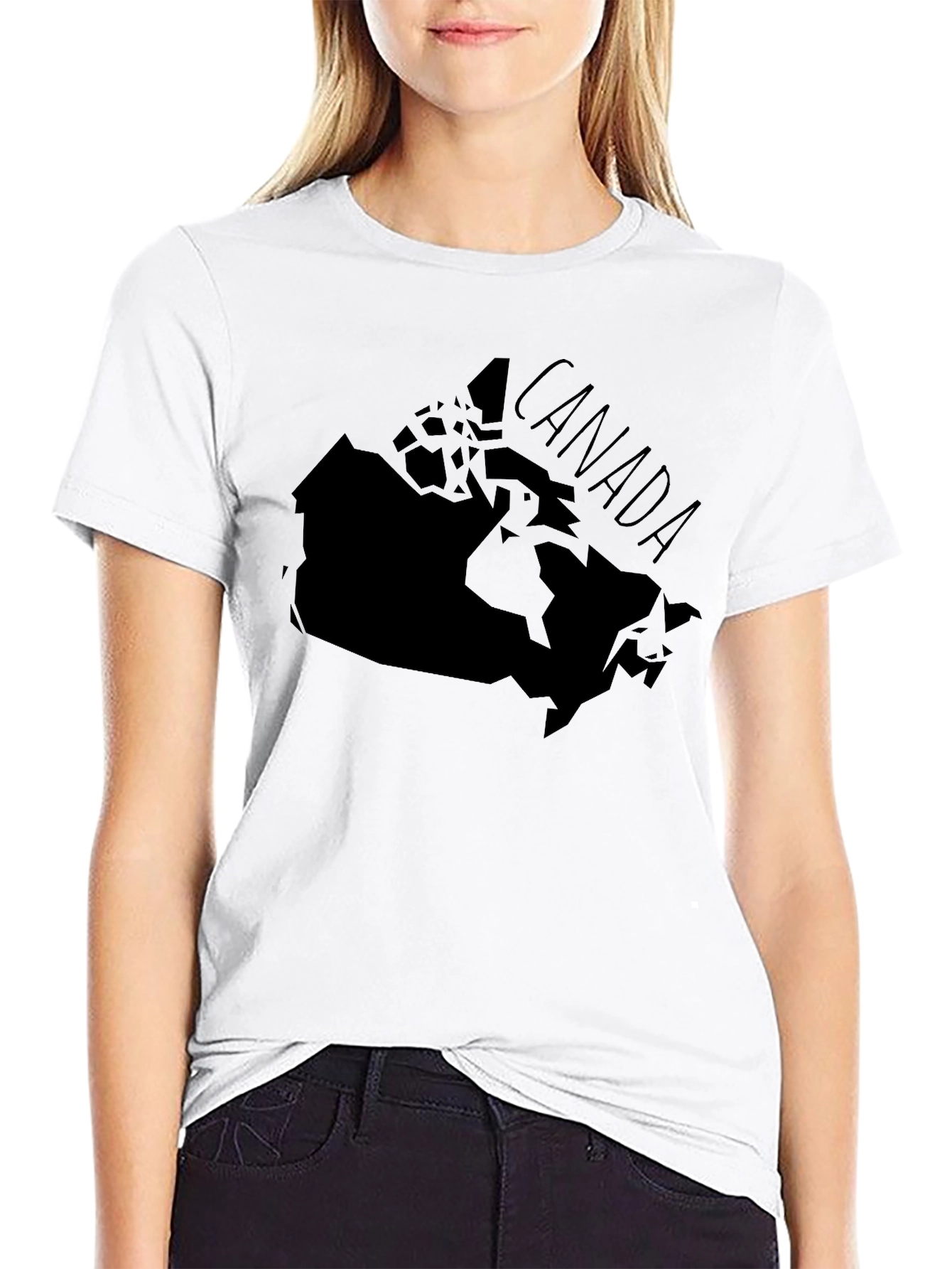 Black Canada Map Graphic T-Shirt - Unisex Black Tee view 9