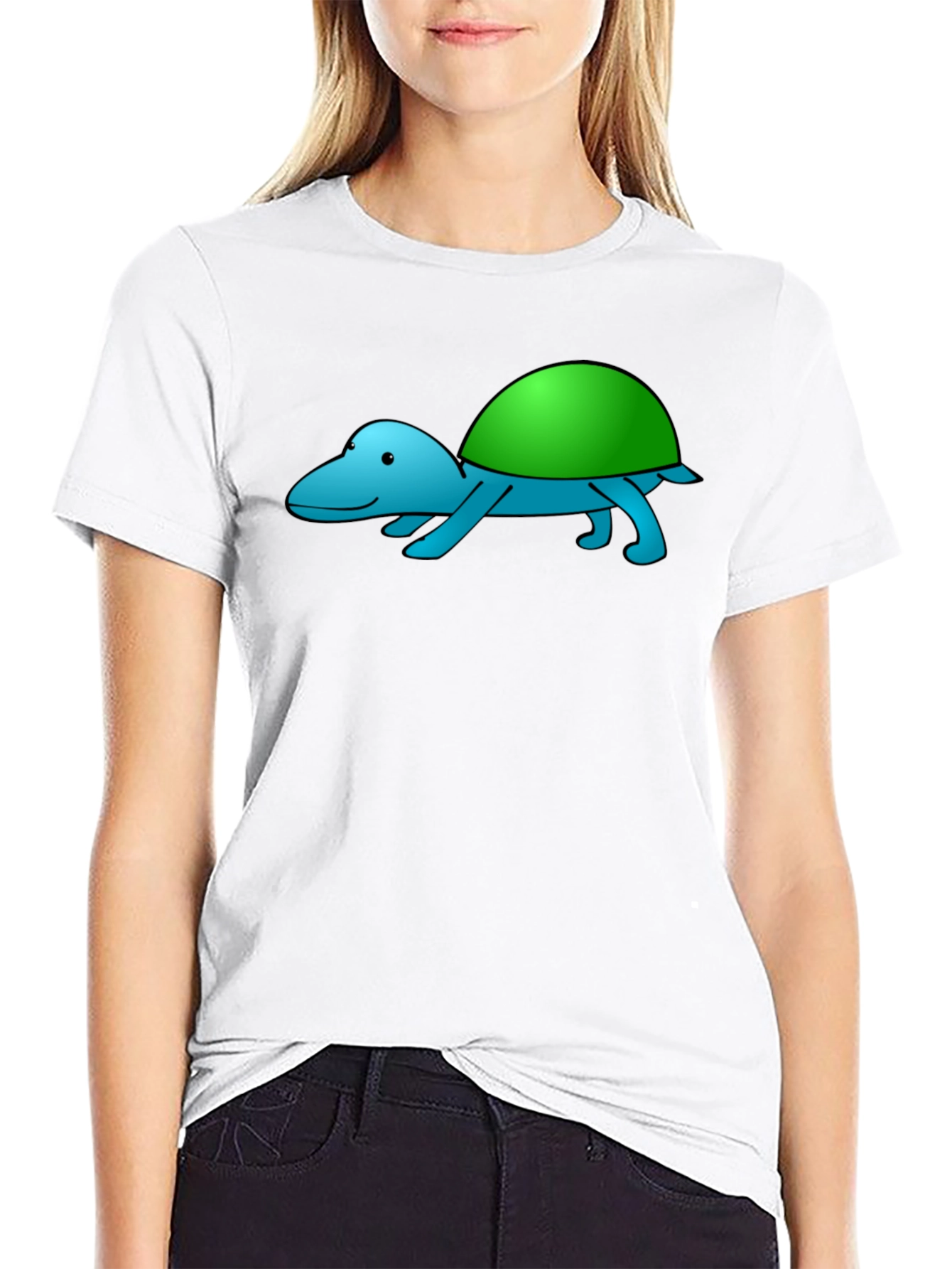 Black Blue Turtle Graphic Tee - Fun Casual Wear view 9