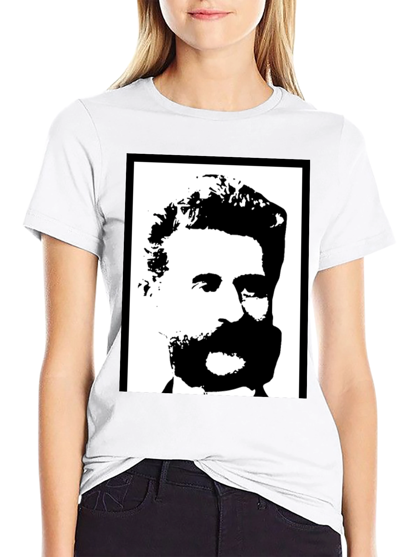 Black Bold Black & White Portrait Graphic Tee view 9