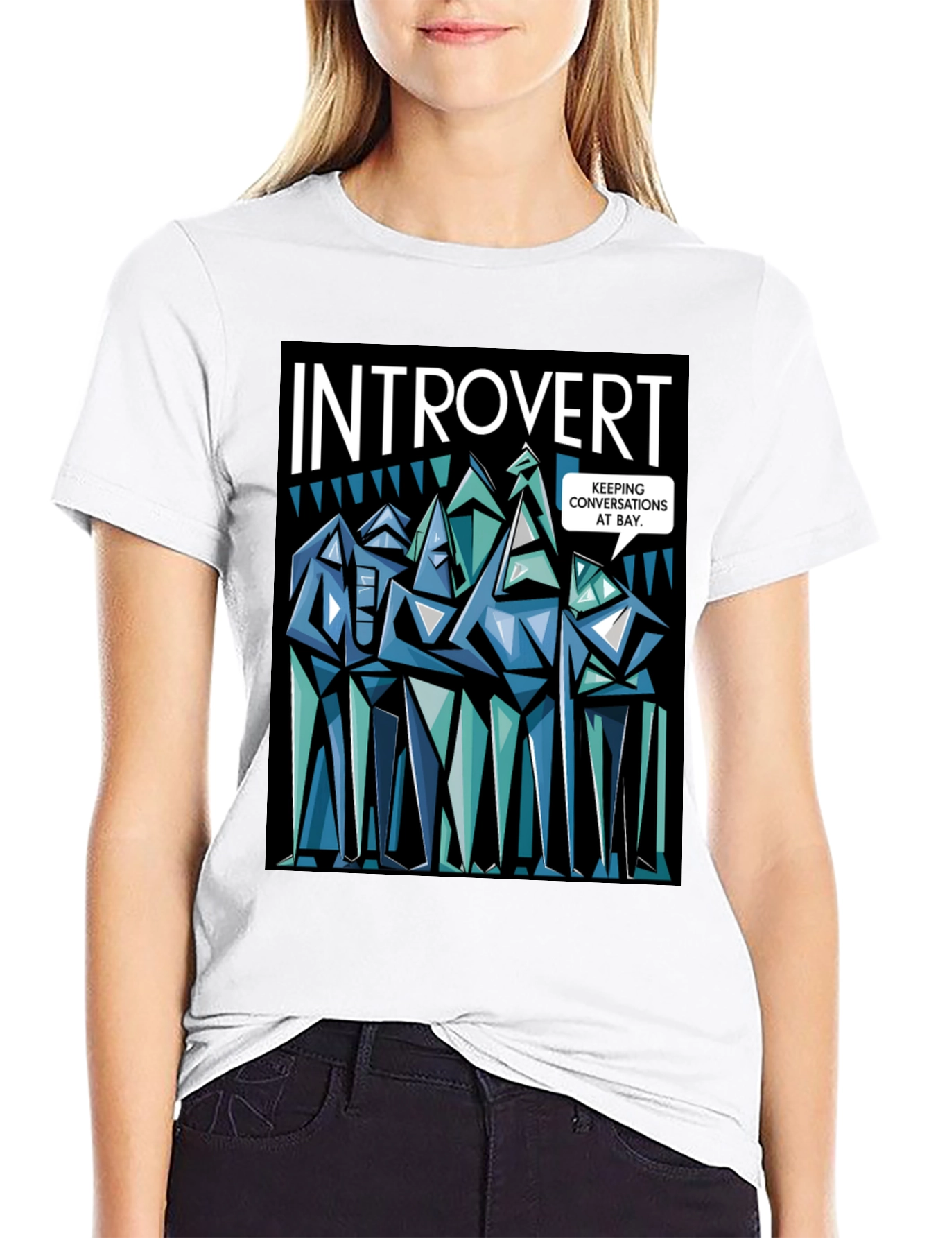 Black Introvert Graphic Novelty T-Shirt view 9