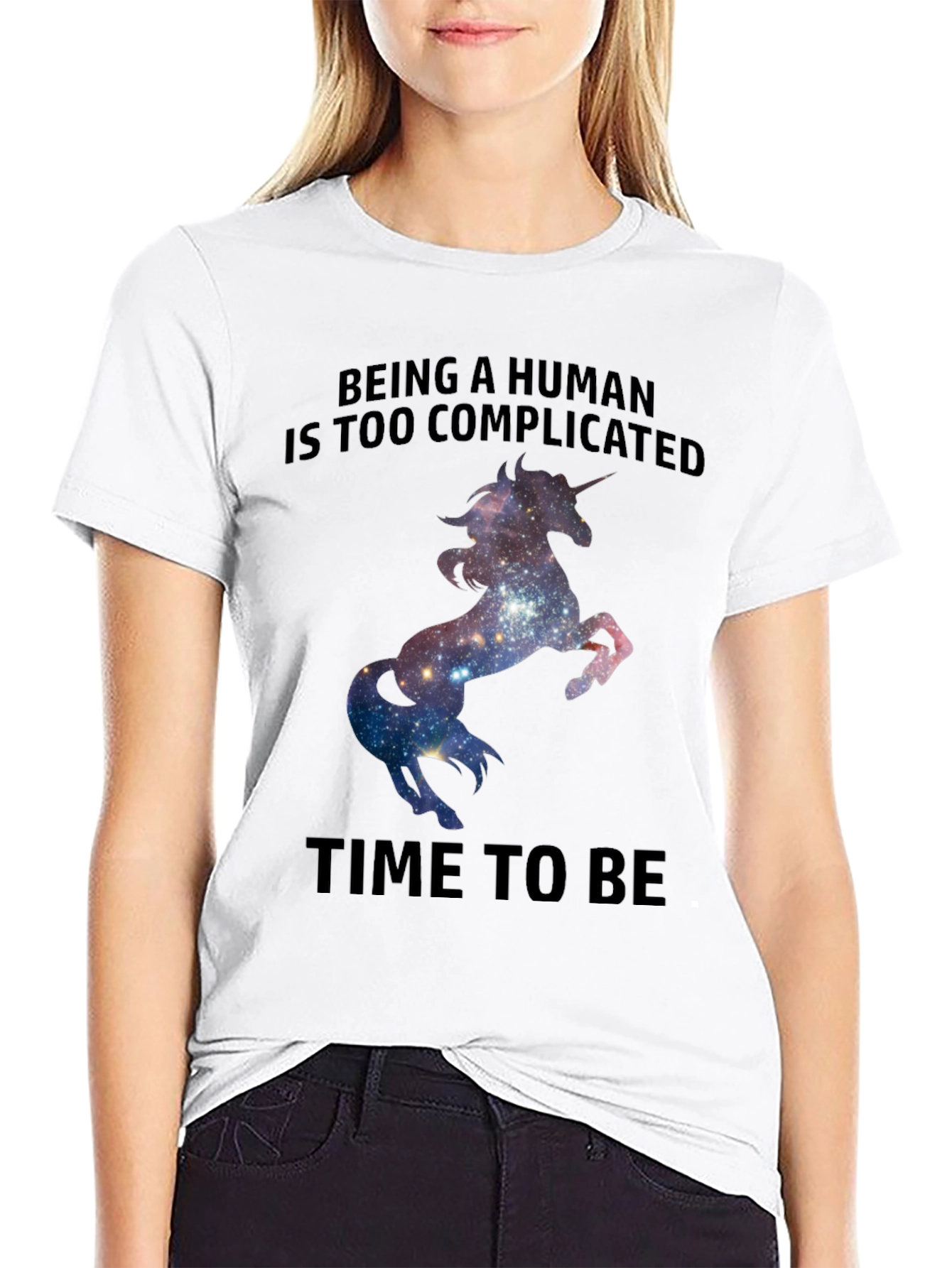 Black Unicorn Galaxy T-Shirt - Complicated Human Humor Tee view 9