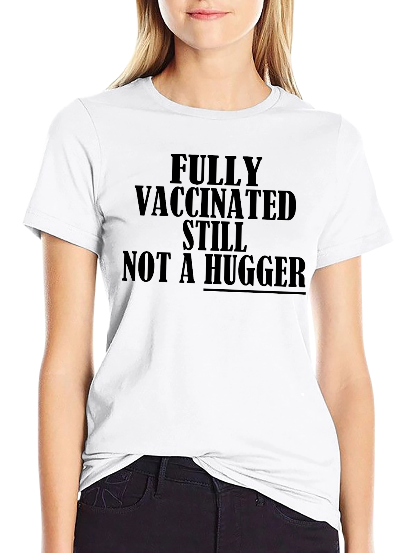 Black Vaccinated Not a Hugger T-Shirt view 9