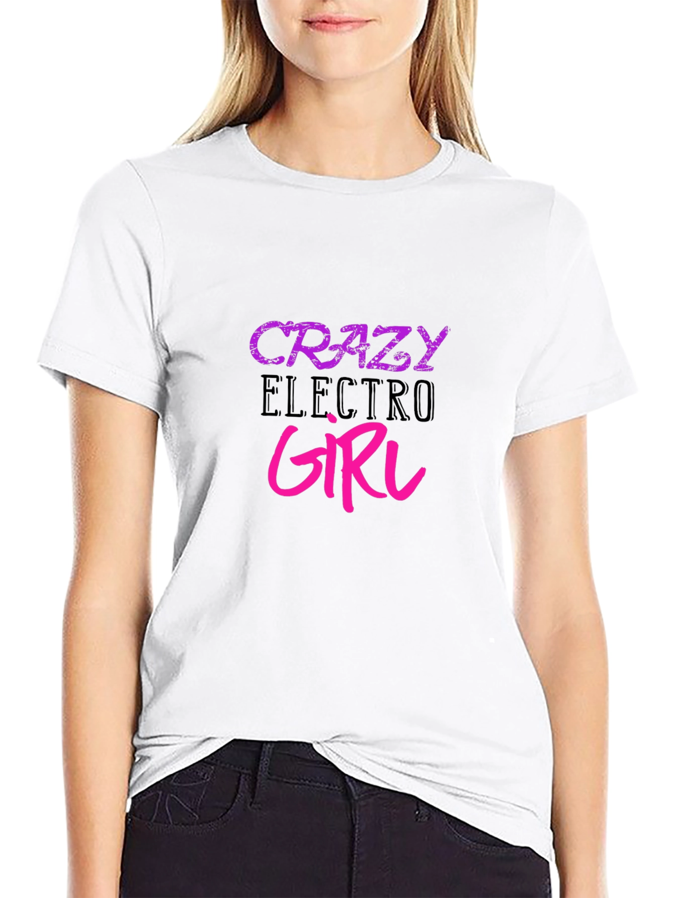 Black Crazy Electro Girl Black T-Shirt view 9