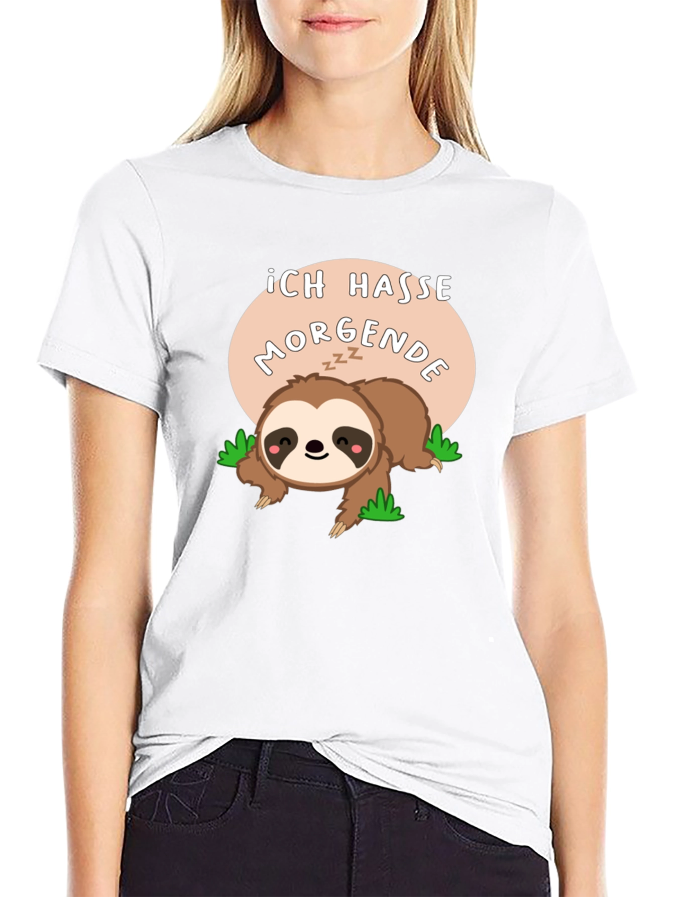 Black Ich Hasse Morgende Sloth Graphic Tee - Black view 9
