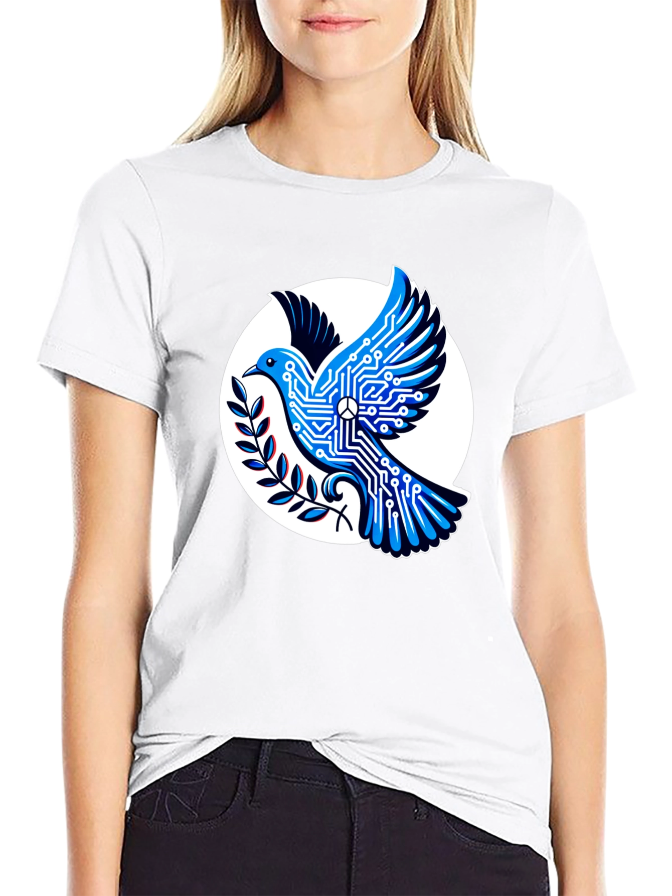 Black Tech Peace Dove Black T-Shirt view 9