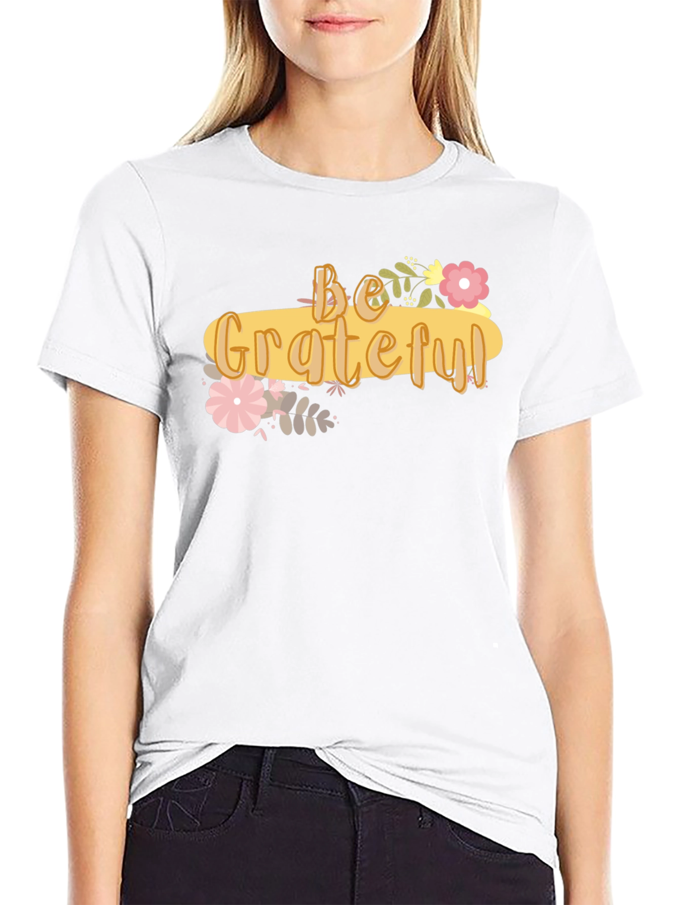 Black Be Grateful Graphic Tee - Soft Cotton Blend Shirt view 9