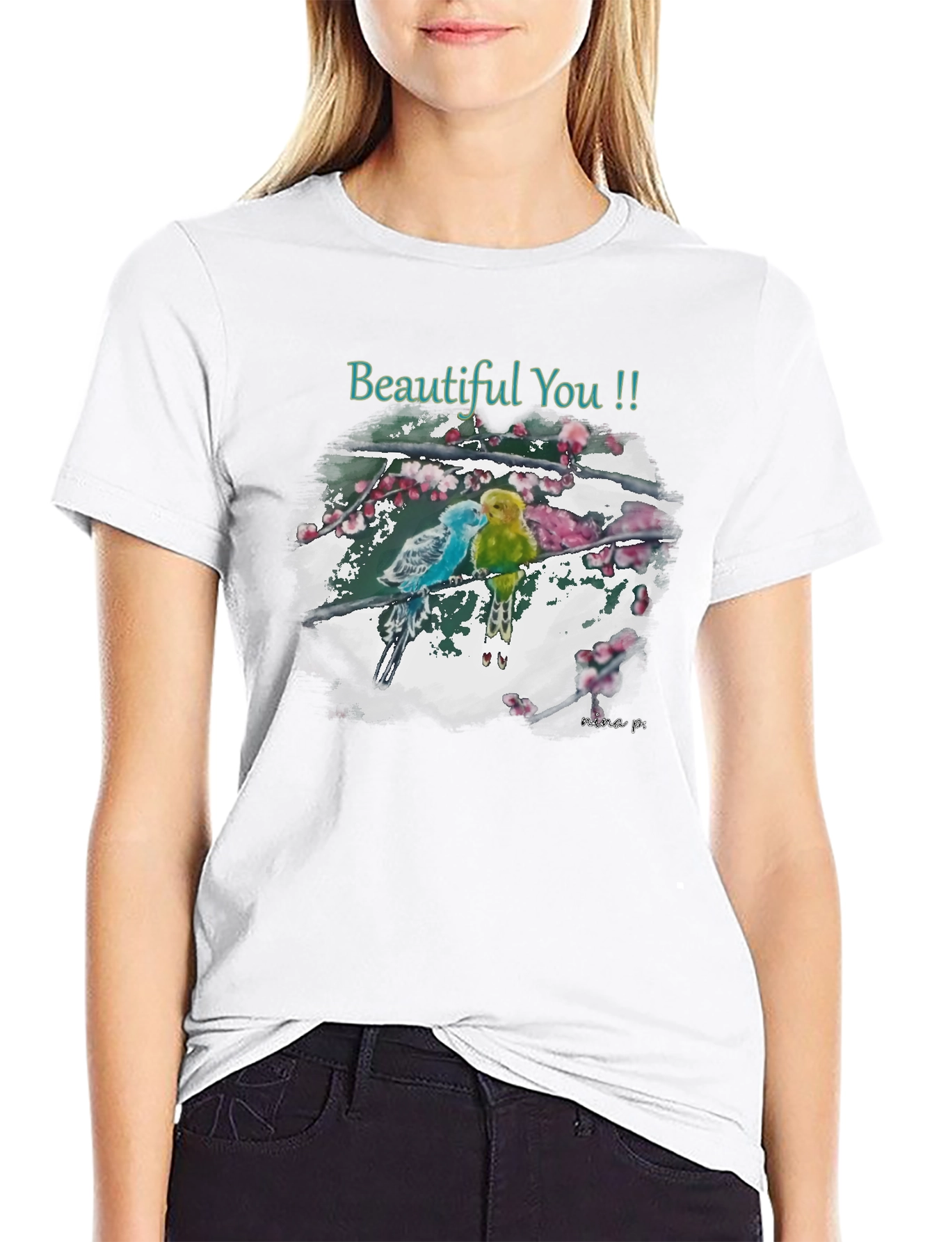 Black Beautiful You Bird Art T-Shirt view 9