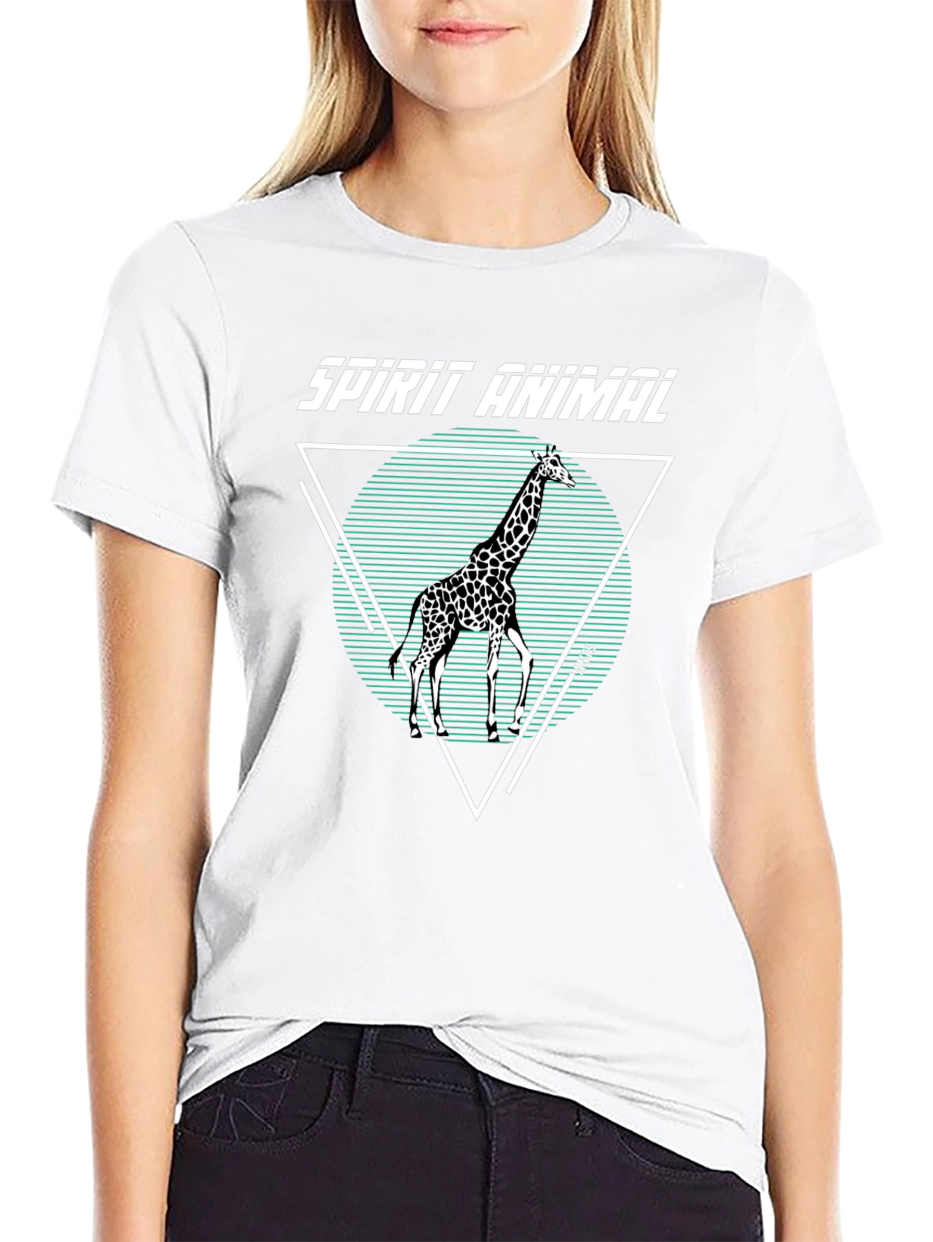 Black Spirit Animal Giraffe Graphic Tee view 9