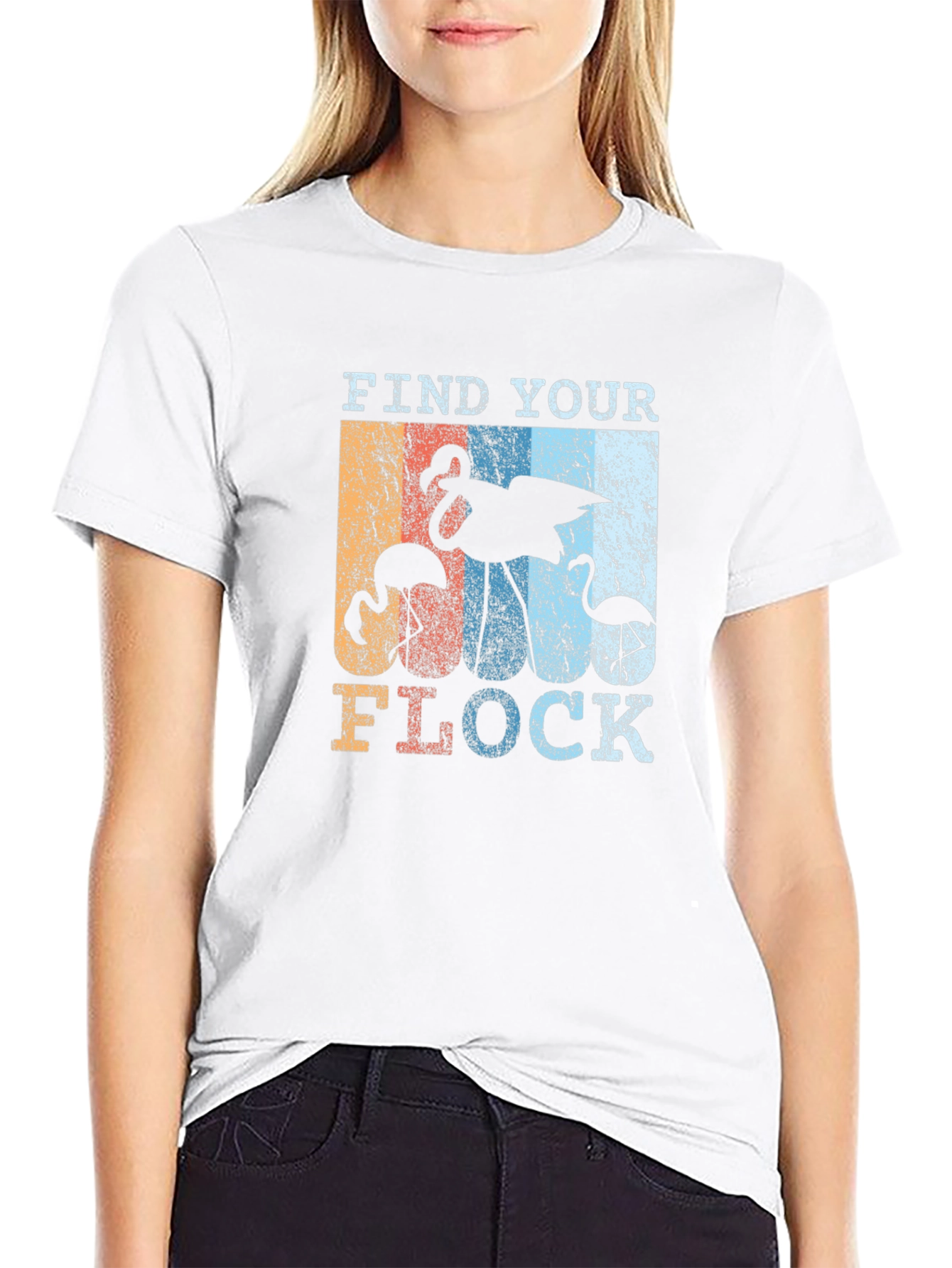 Black Find Your Flock Retro Graphic T-Shirt view 9