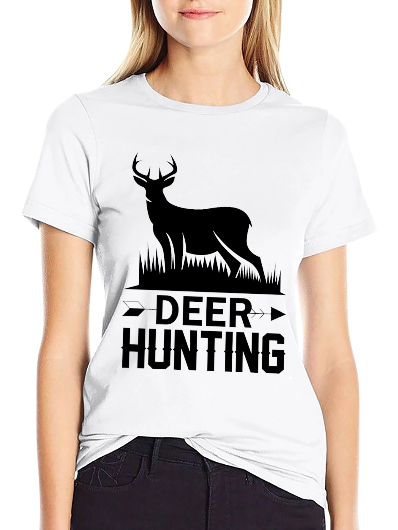 Black Deer Hunting Graphic Tee - Mens Crew Neck view 9