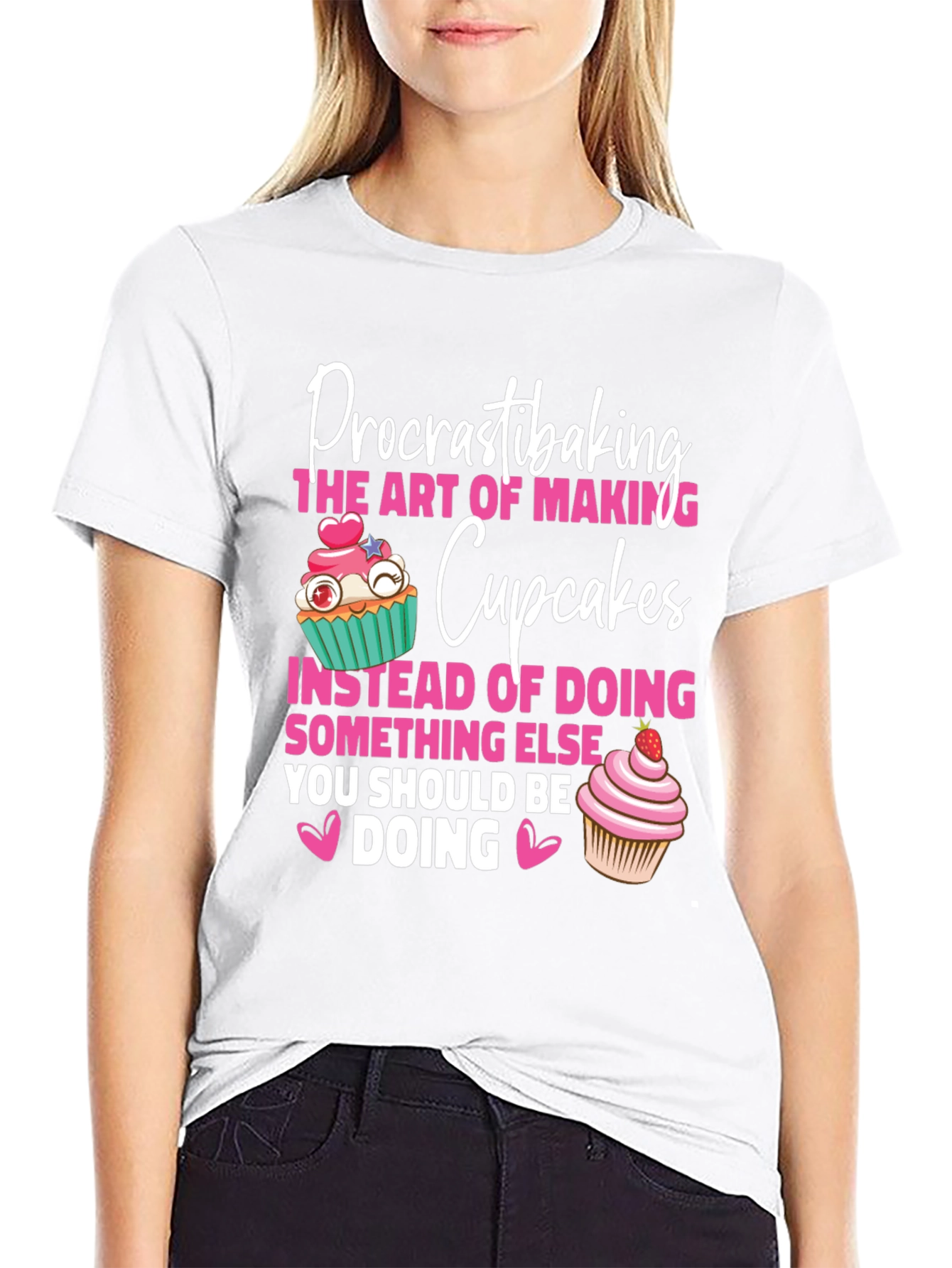 Black Procrastibaking Cupcakes Graphic T-Shirt view 9