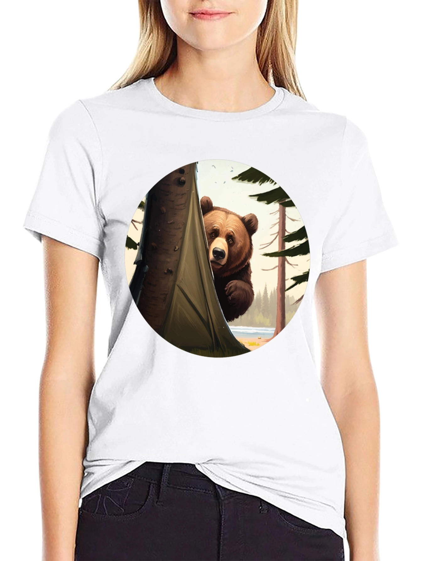 Black Peek-a-Bear Black Graphic Tee view 9