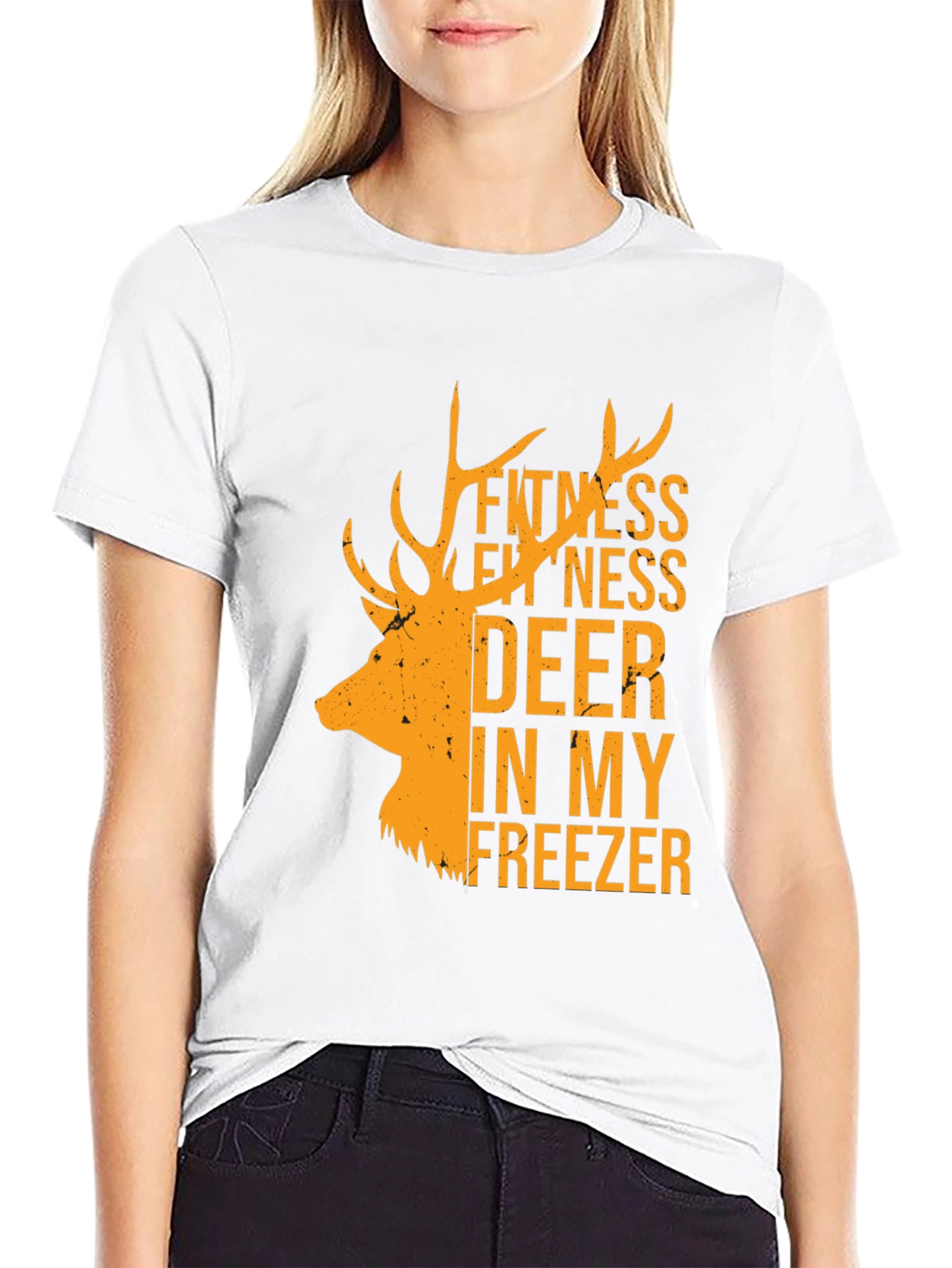Black Fitness Deer In My Freezer Black T-Shirt view 9
