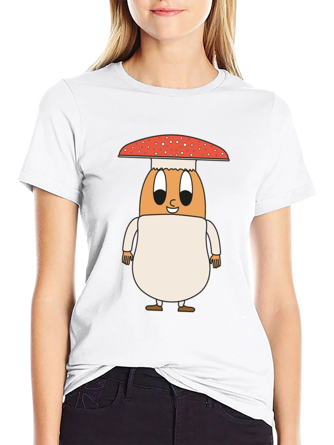Black Mushroom Egg Graphic Tee - Unique Cartoon Design view 9