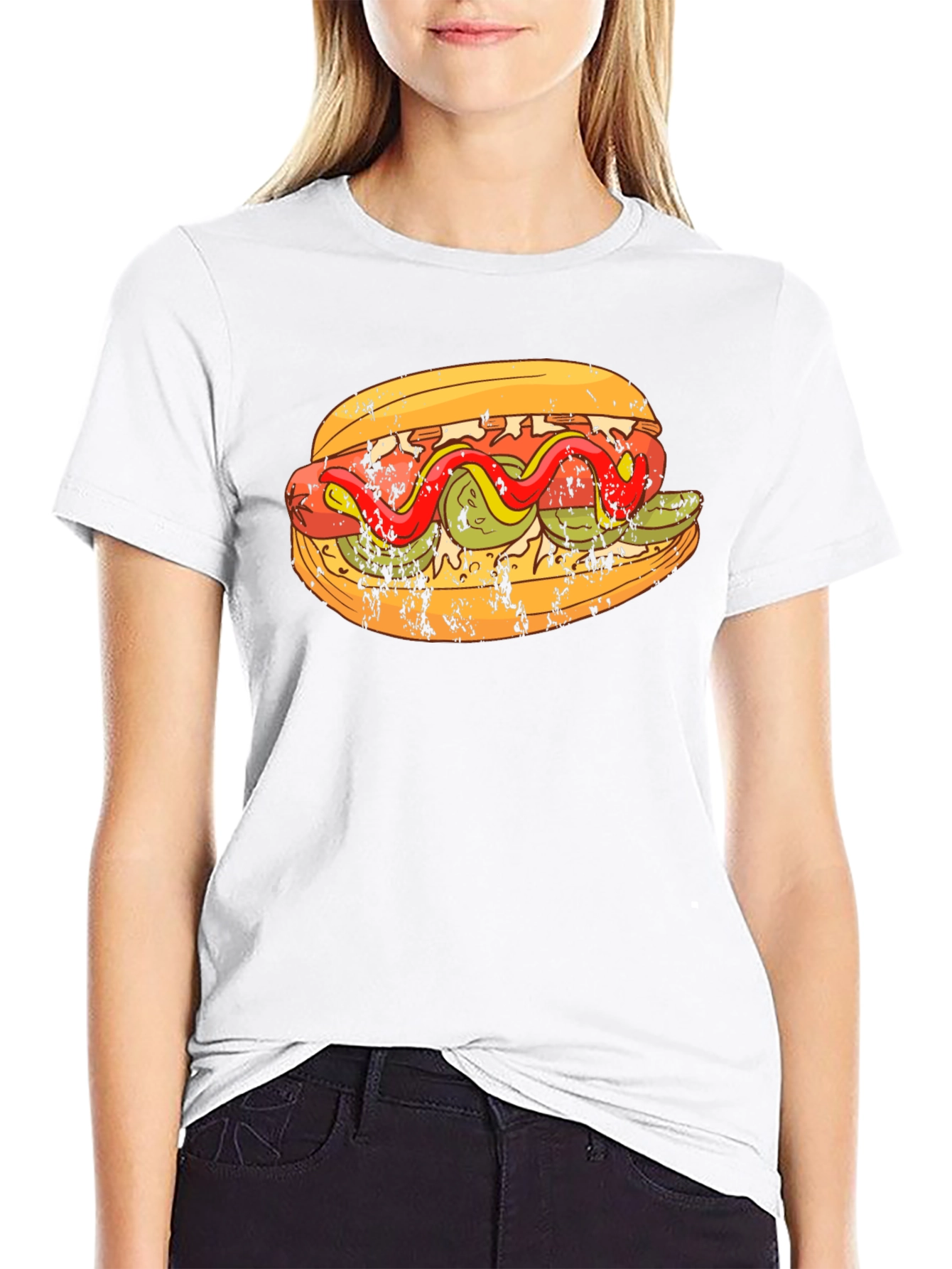 Black Hot Dog Graphic T-Shirt - Foodie Fashion Tee view 9