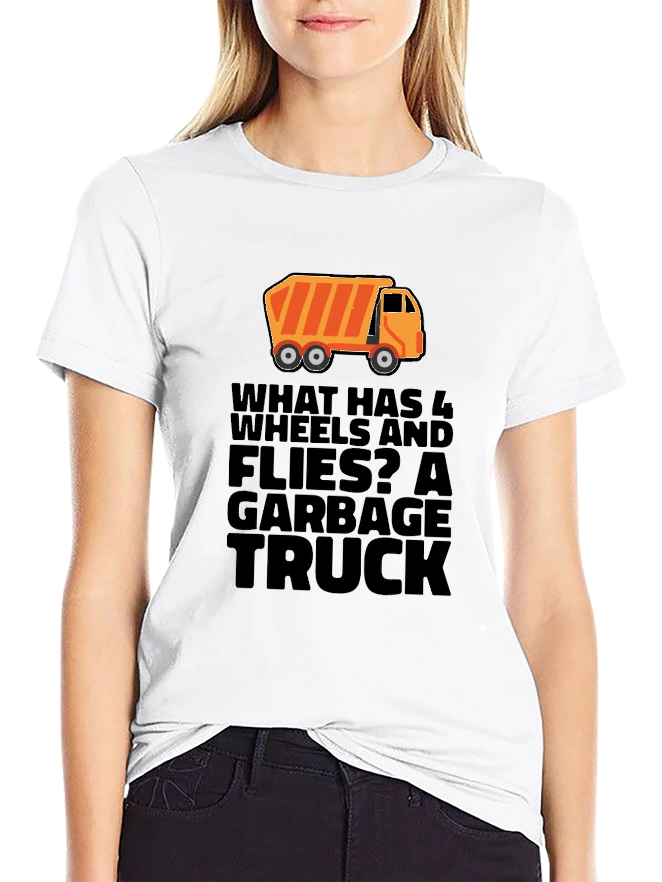 Black Garbage Truck Riddle Graphic T-Shirt - Black view 9