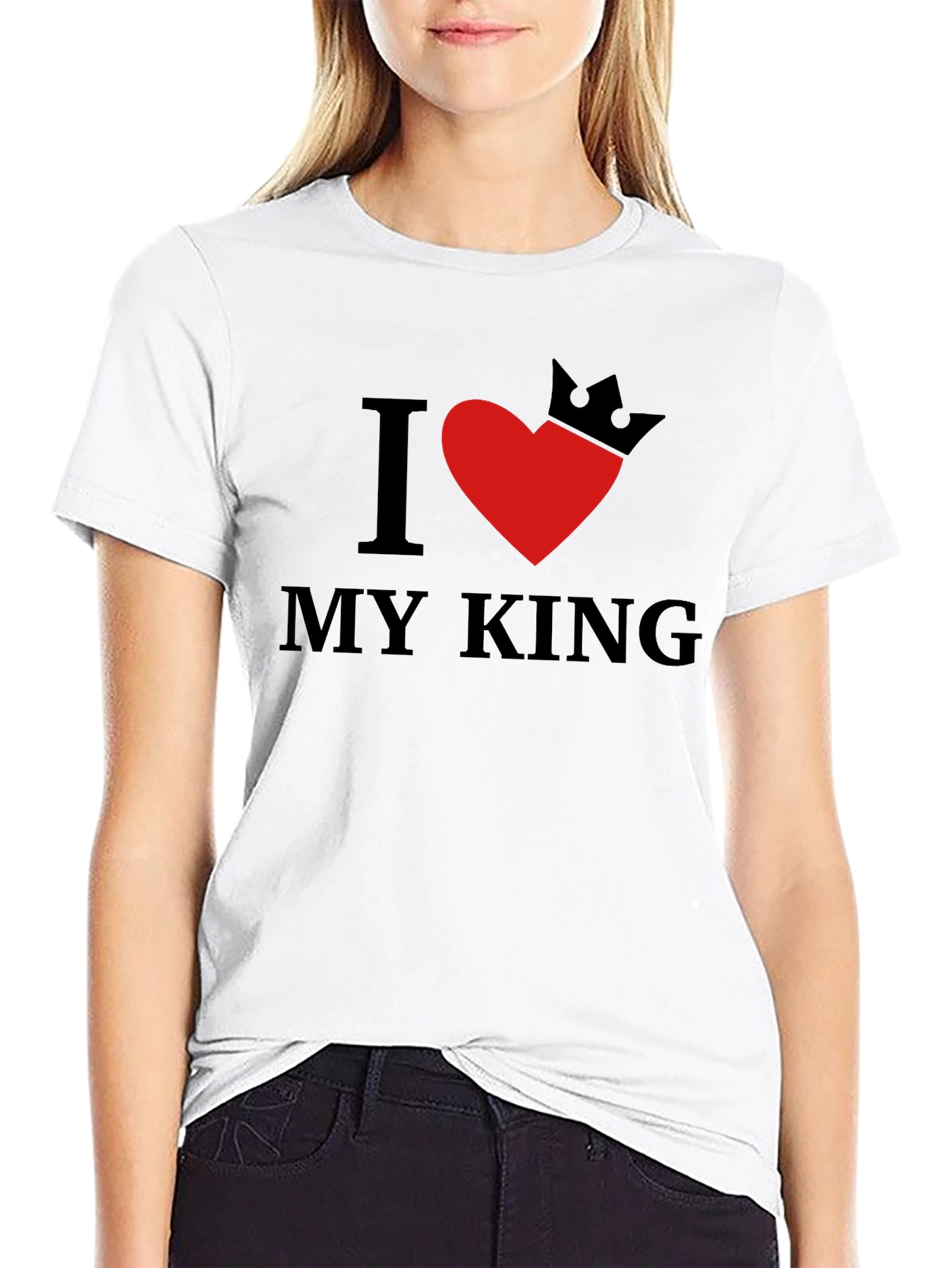 Black I Heart My King Graphic Tee - Soft Cotton Blend view 9
