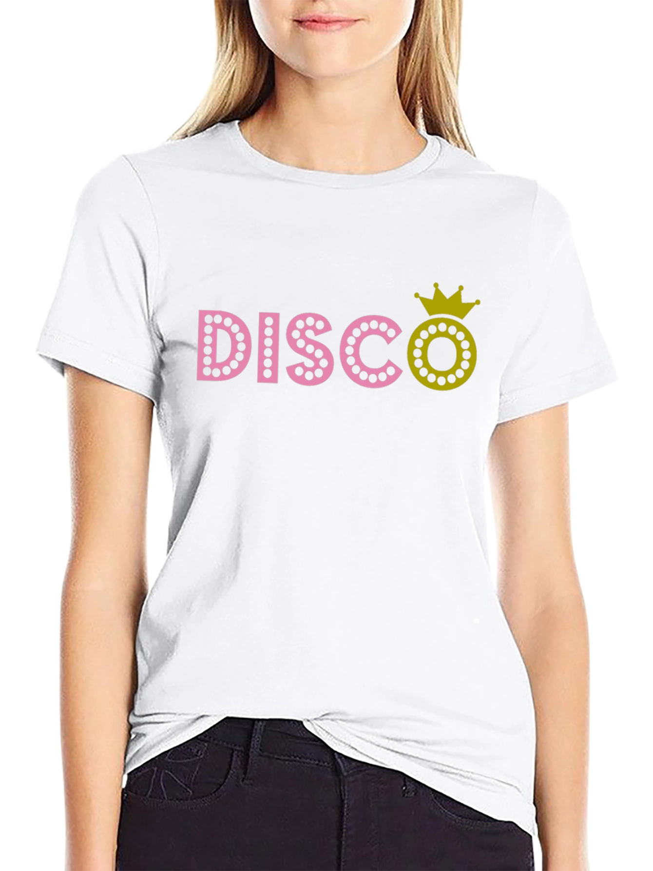 Black Disco Queen Crown Graphic Black T-Shirt view 9