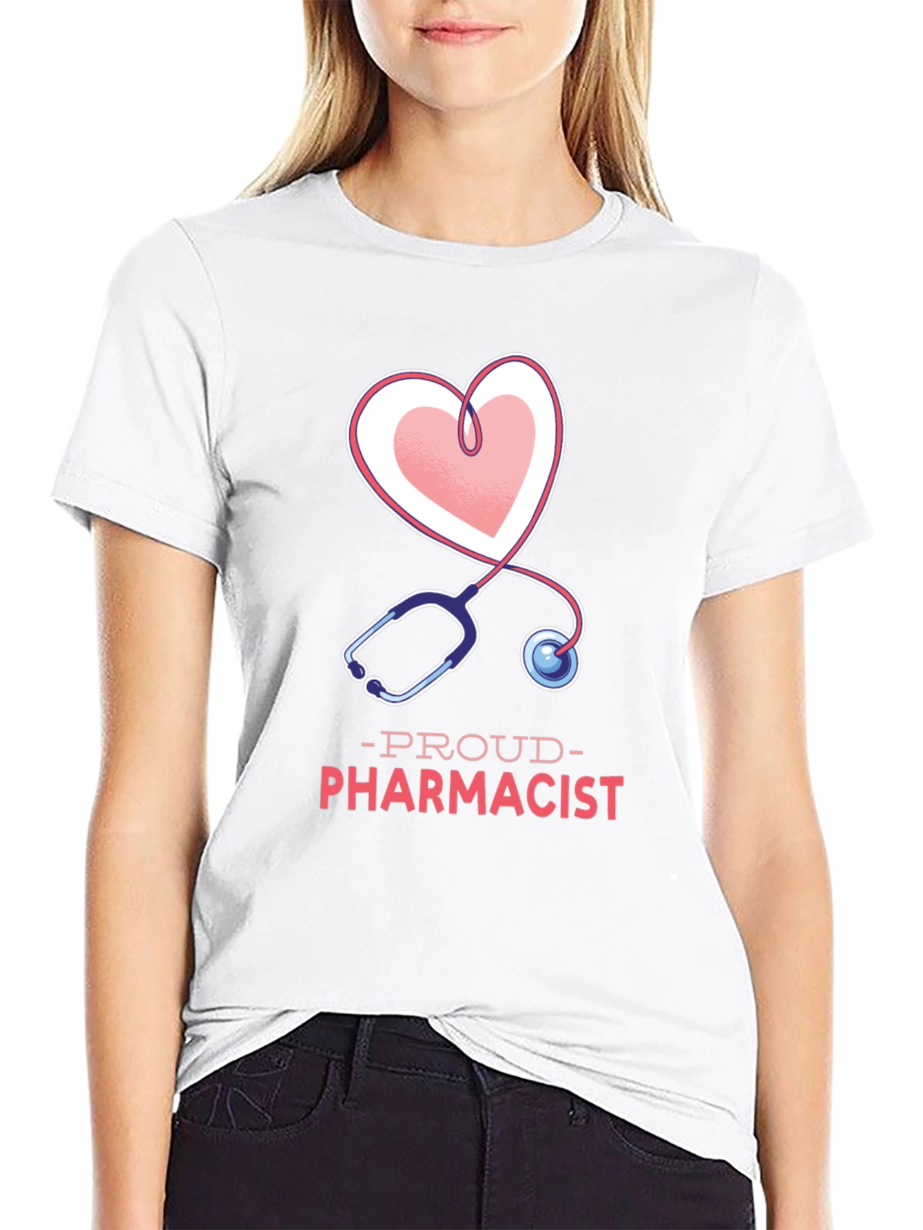 Black Proud Pharmacist Heart Stethoscope T-Shirt view 9