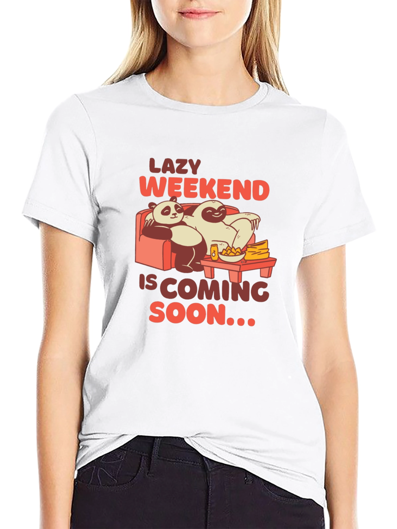 Black Lazy Weekend T-Shirt: Panda & Sloth Edition view 9